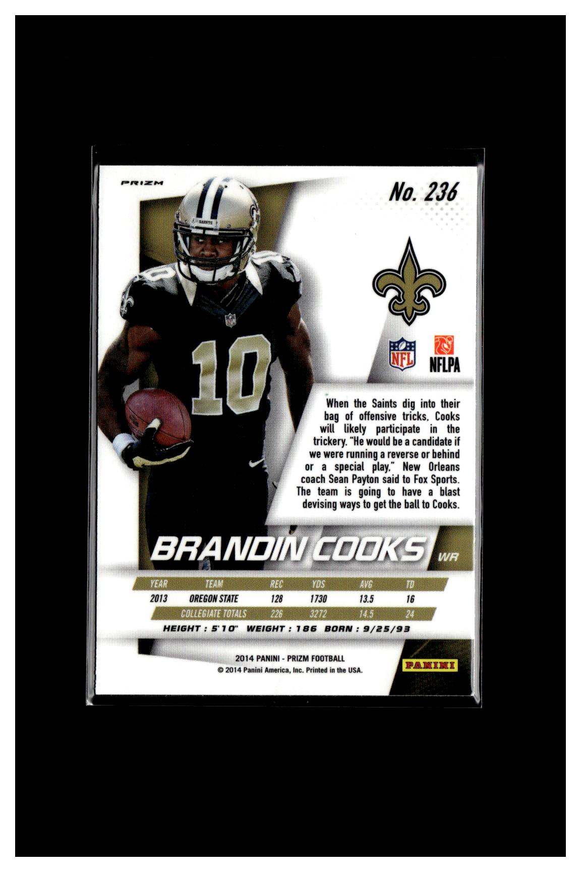 2014 Panini Prizm #236 Brandin Cooks Orange Prizm