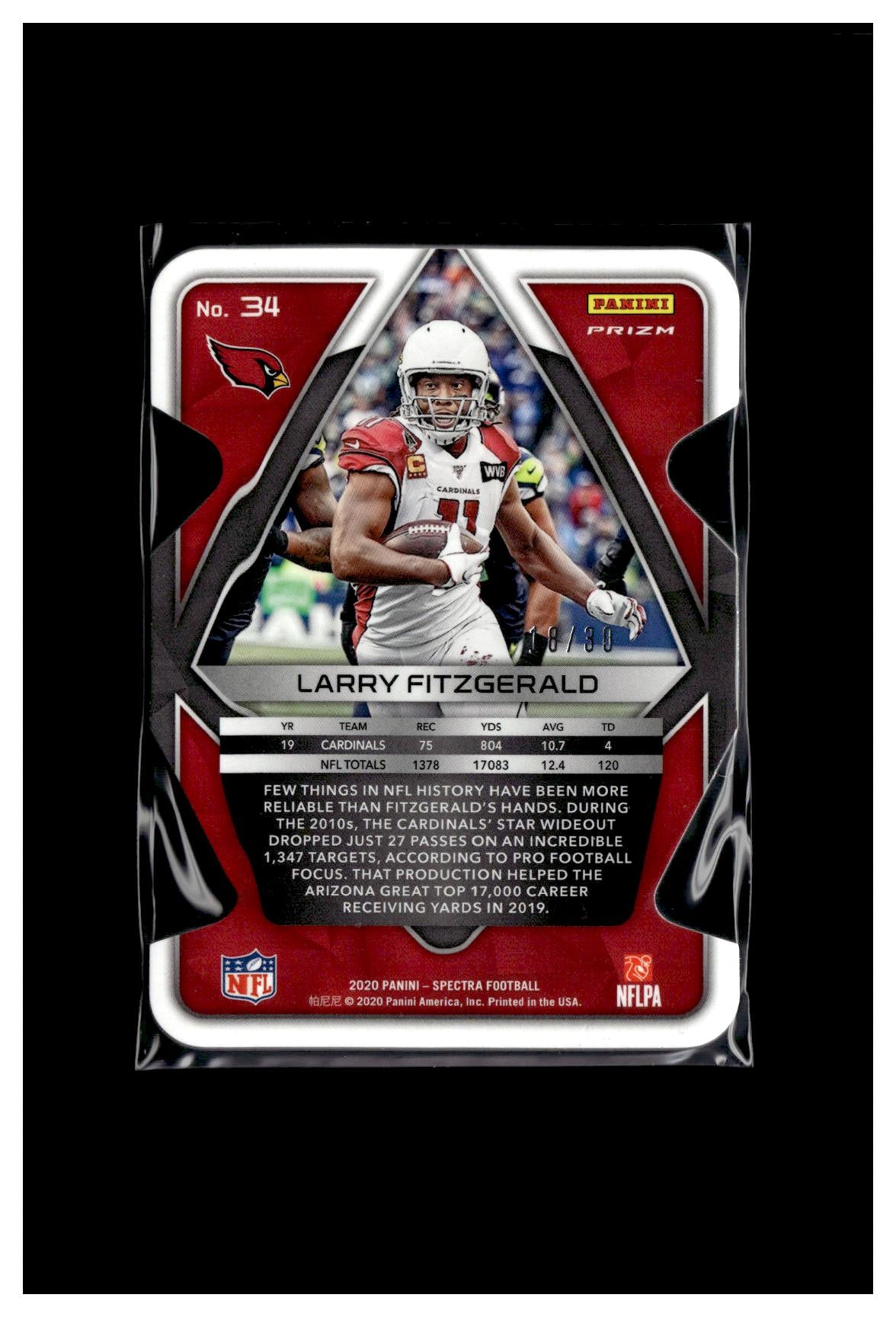 2020 Panini Spectra #34 Larry Fitzgerald Neon Green #/35