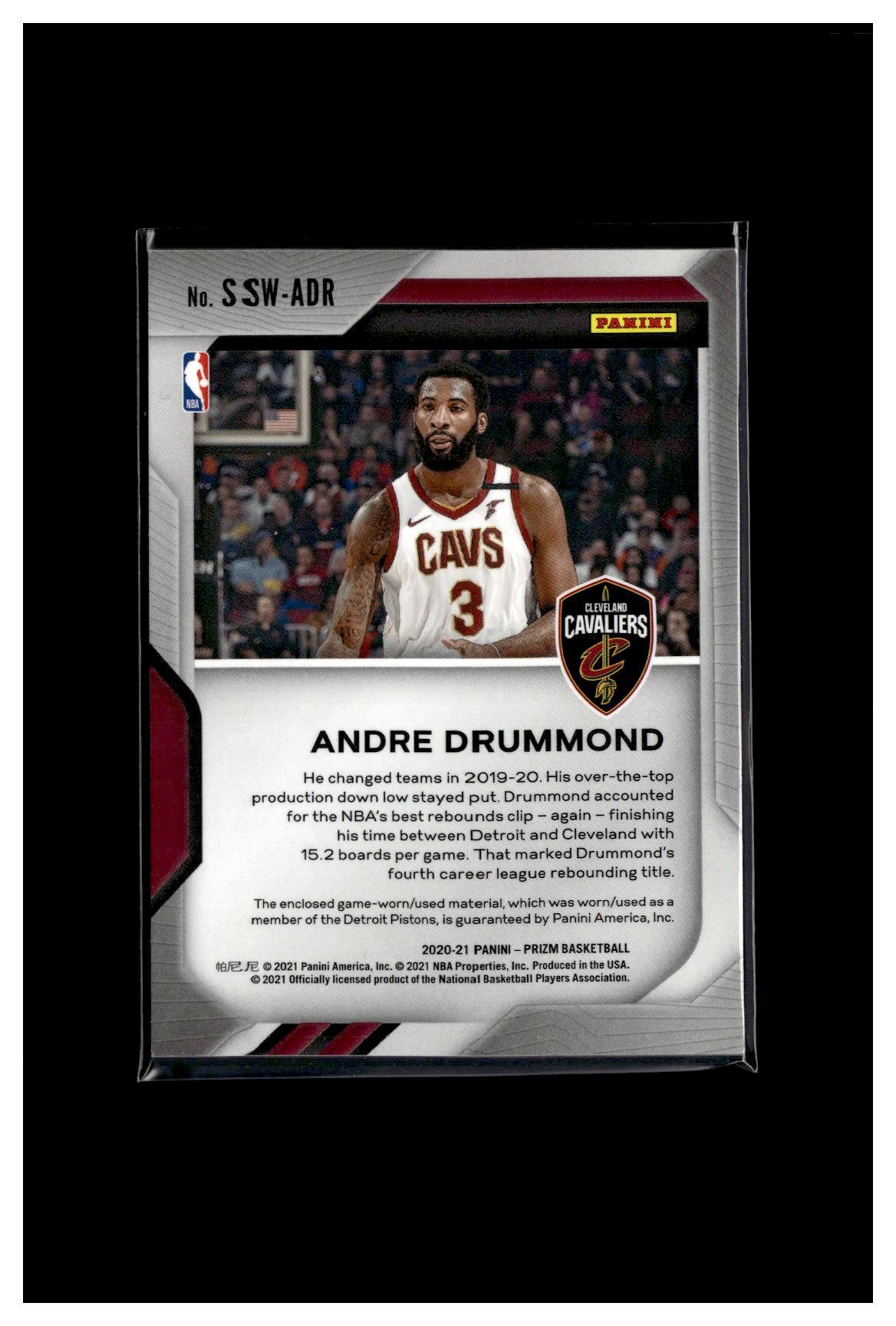 2020-21 Panini Prizm #SSW-ADR Andre Drummond Sensational Swatches