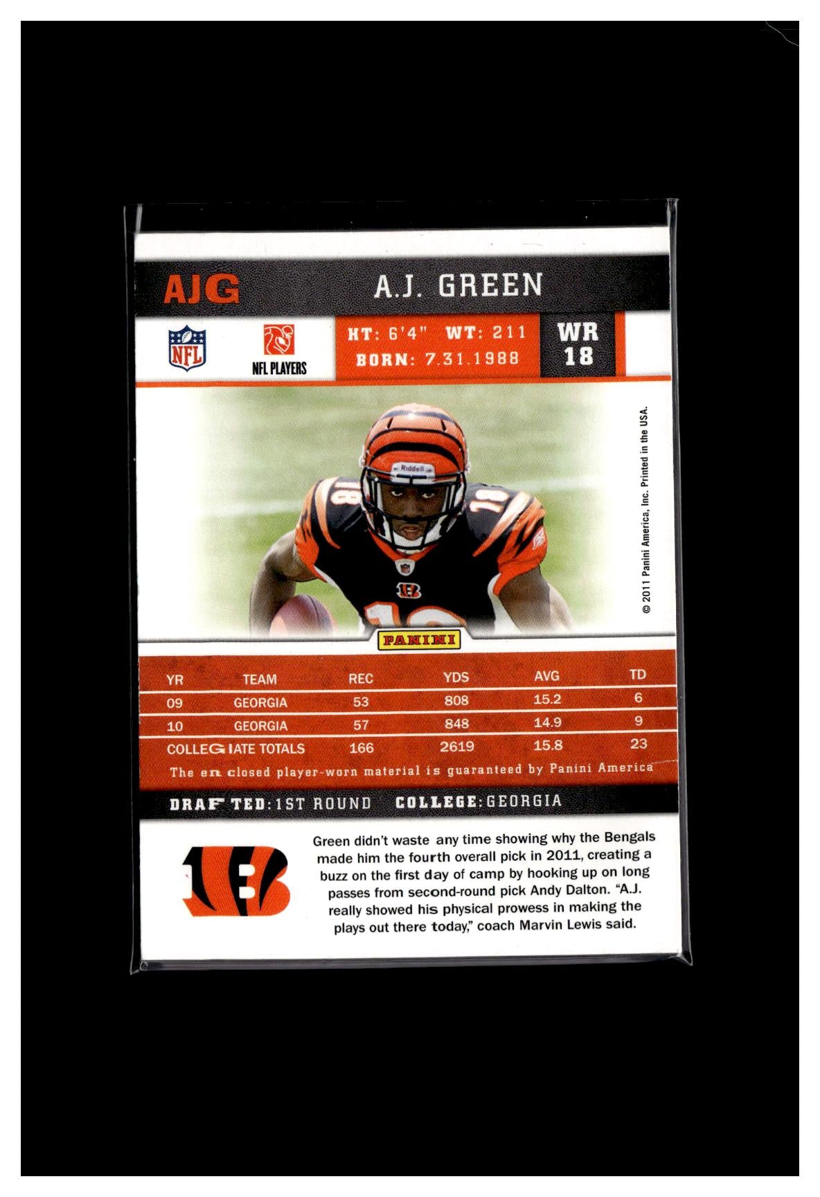 2011 Score #AJG A.J. Green Rookie Jerseys