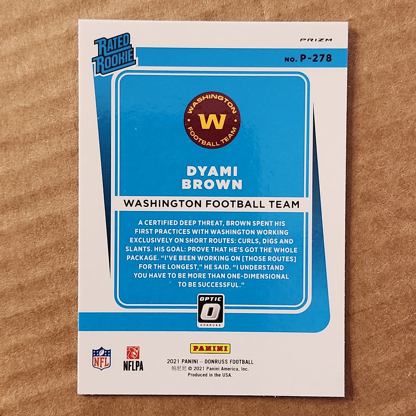 Dyami Brown Optic Rated Rookie Preview SP