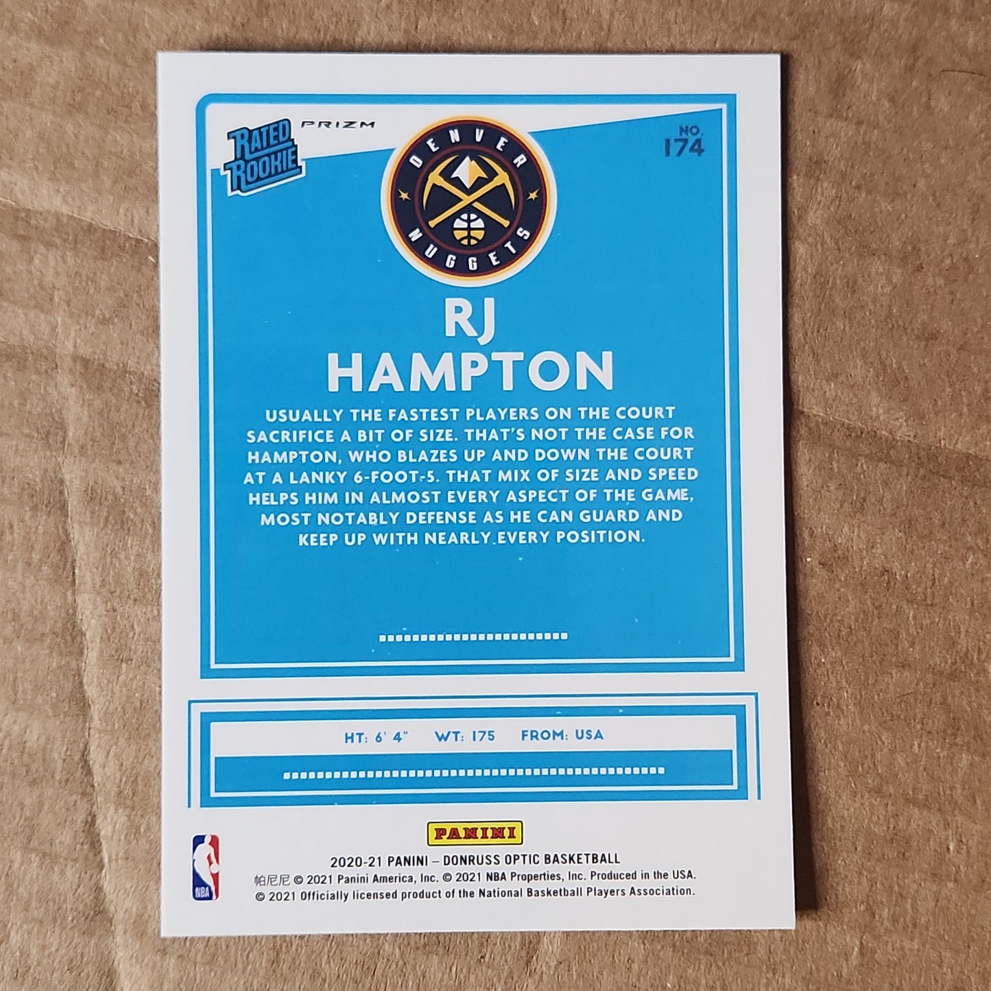 RJ Hampton Optic Rated Rookie Silver