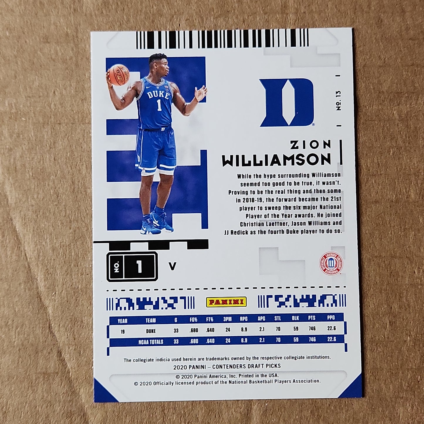 Zion Williamson Prospect Ticket