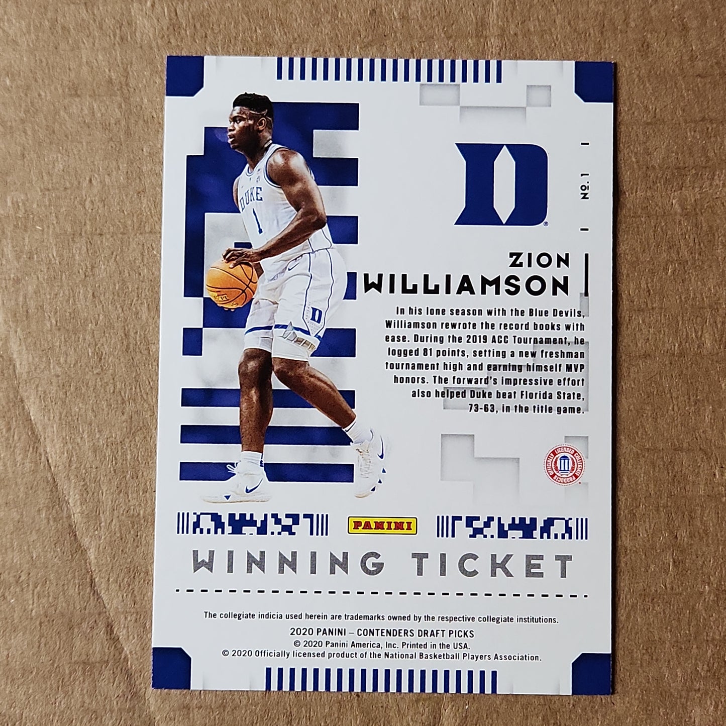 Zion Williamson Winning Ticket