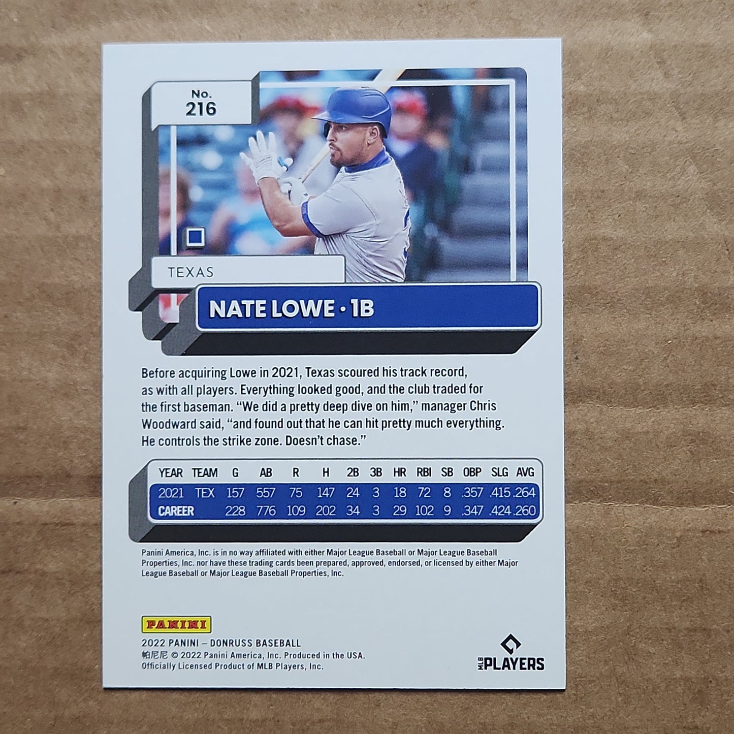 Nate Lowe Donruss 1044/2022