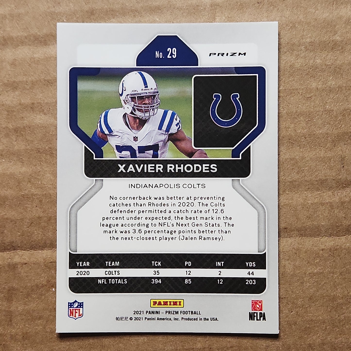 Xavier Rhodes 2021 Panini Prizm Black White Checker Checkerboard #29