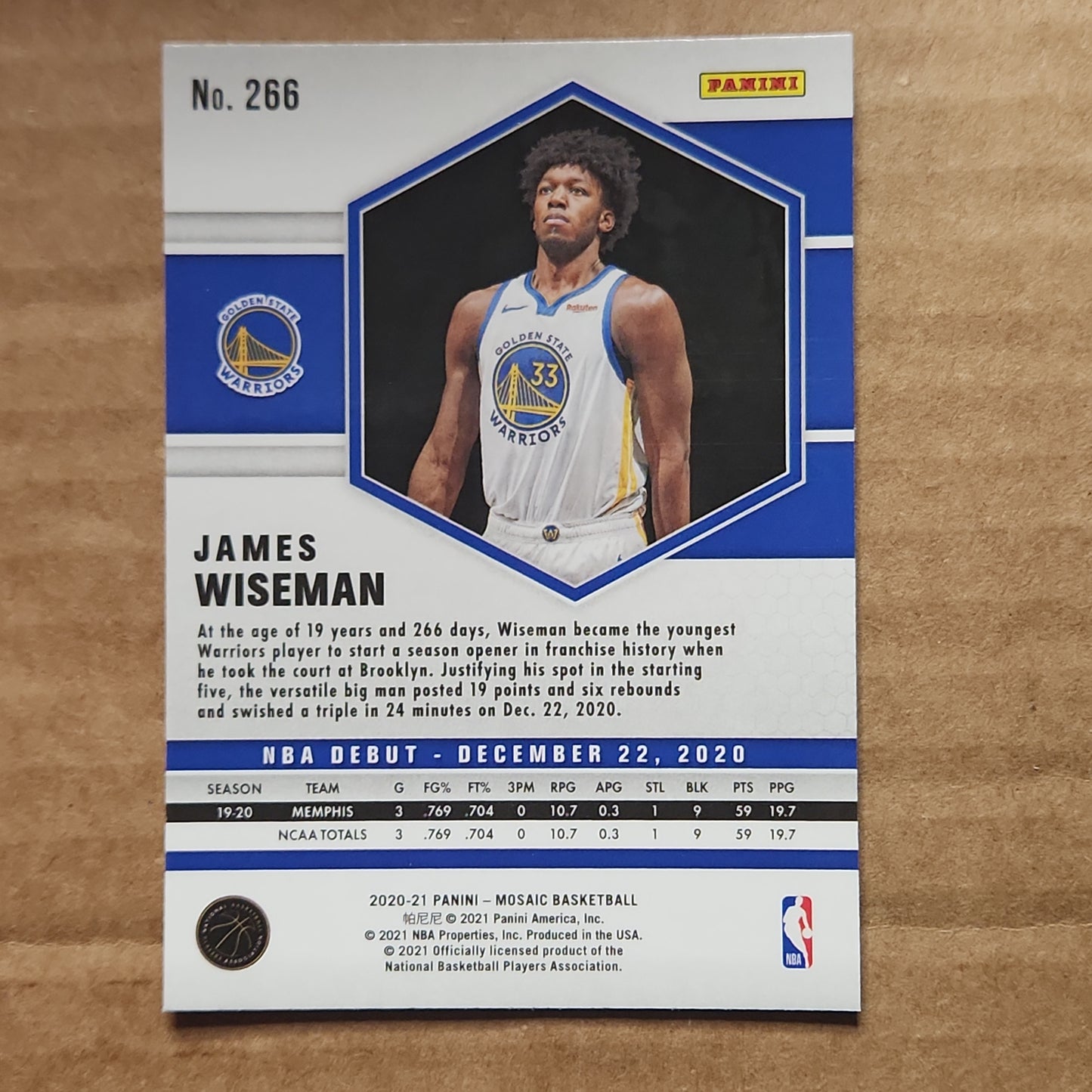 James Wiseman Mosaic Debut RC