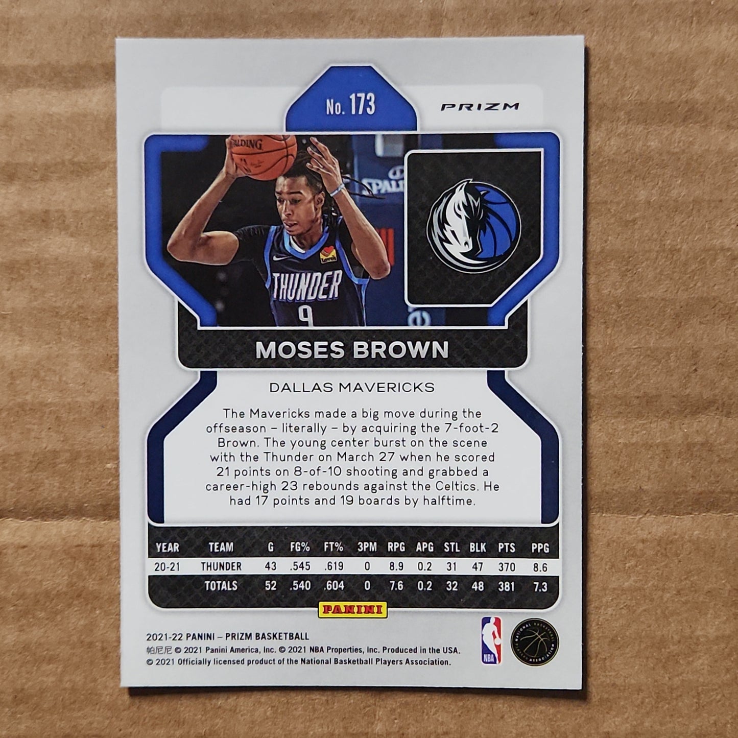 Moses Brown Prizm Silver Cracked Ice