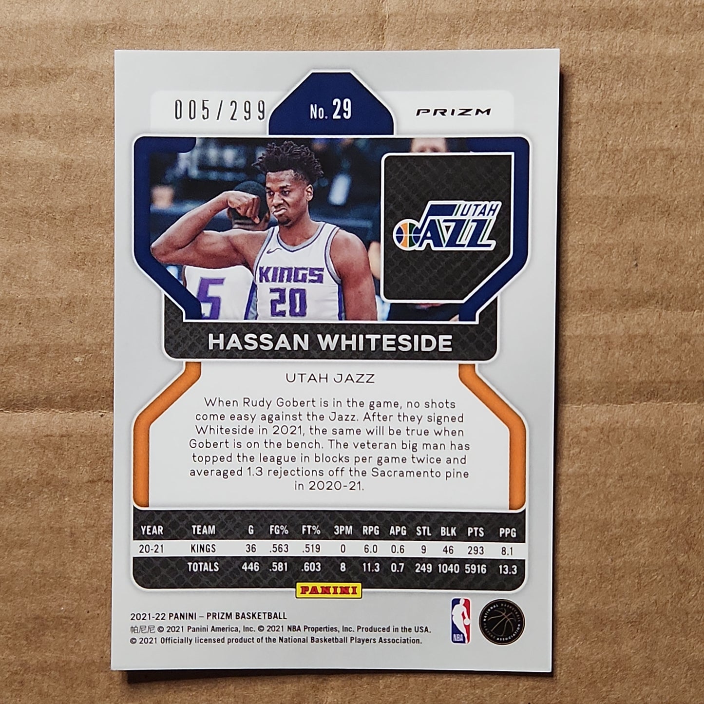 2021 Hassan Whiteside Prizm 005/299 Red