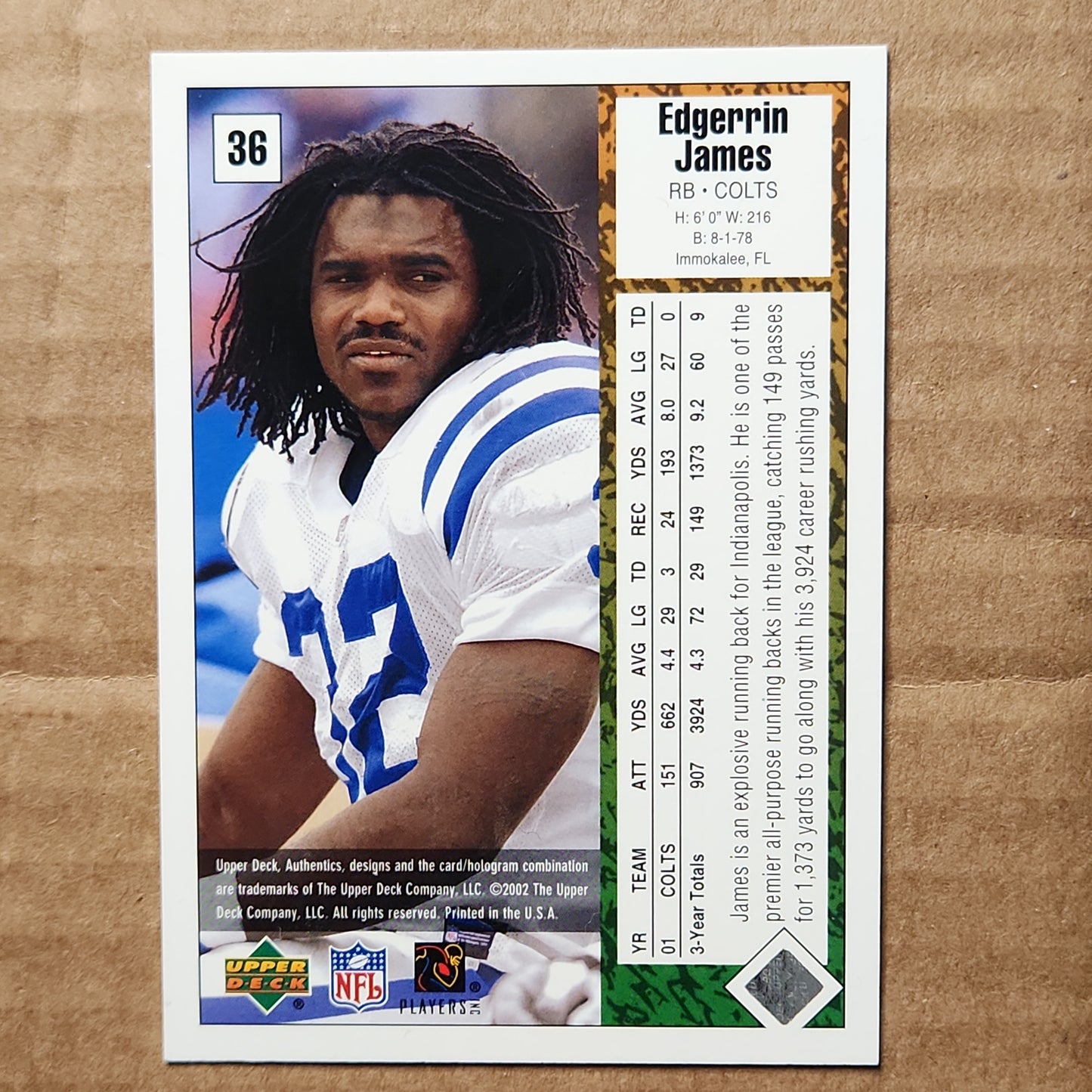 2002 Edgerrin James Upper Deck