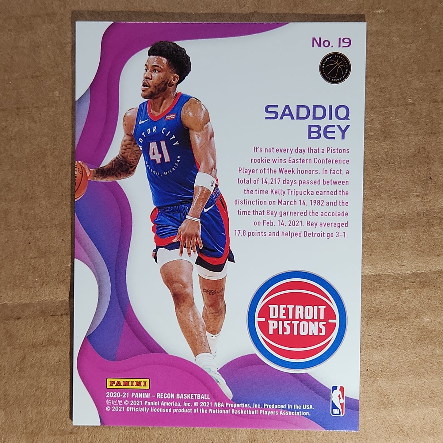 2020 Saddiq Bey Recon Silver RC