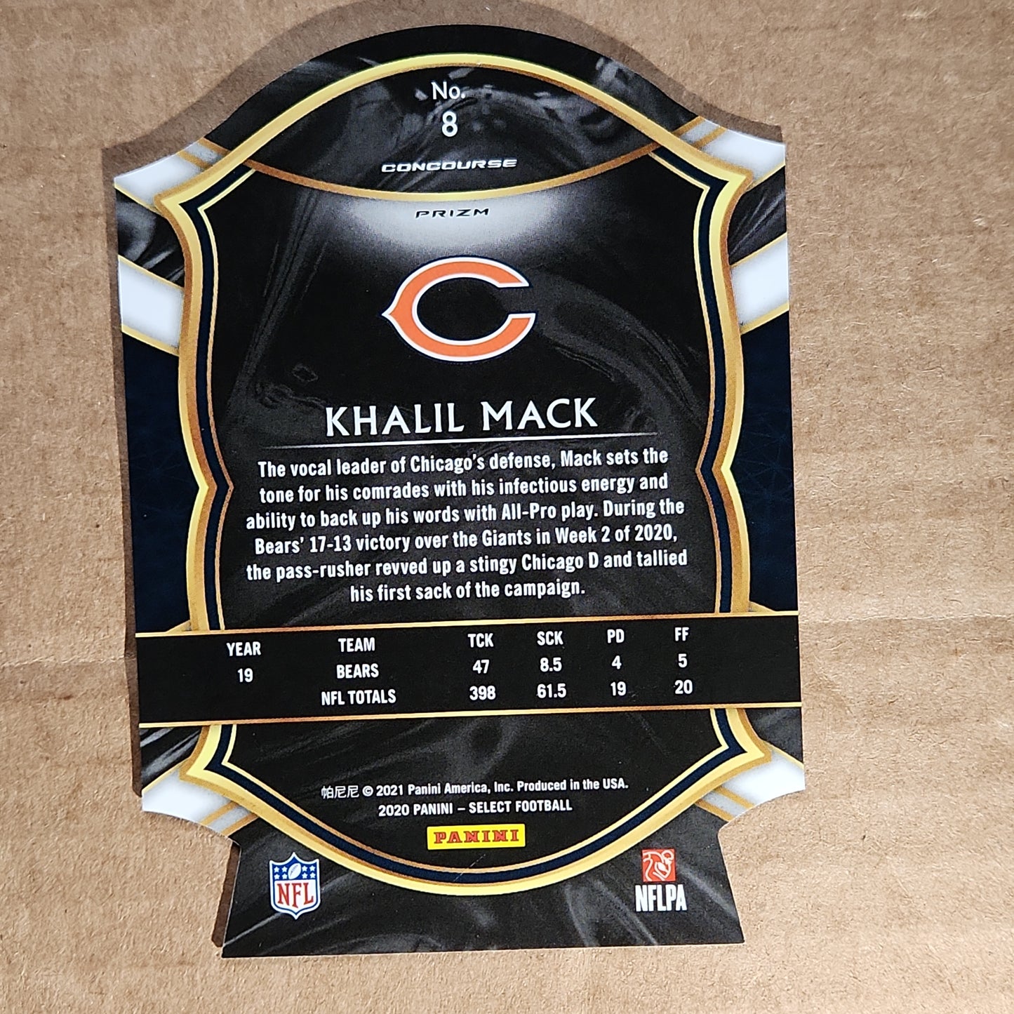 2021 Khalil Mack Select Blue Diecut Chackerboard