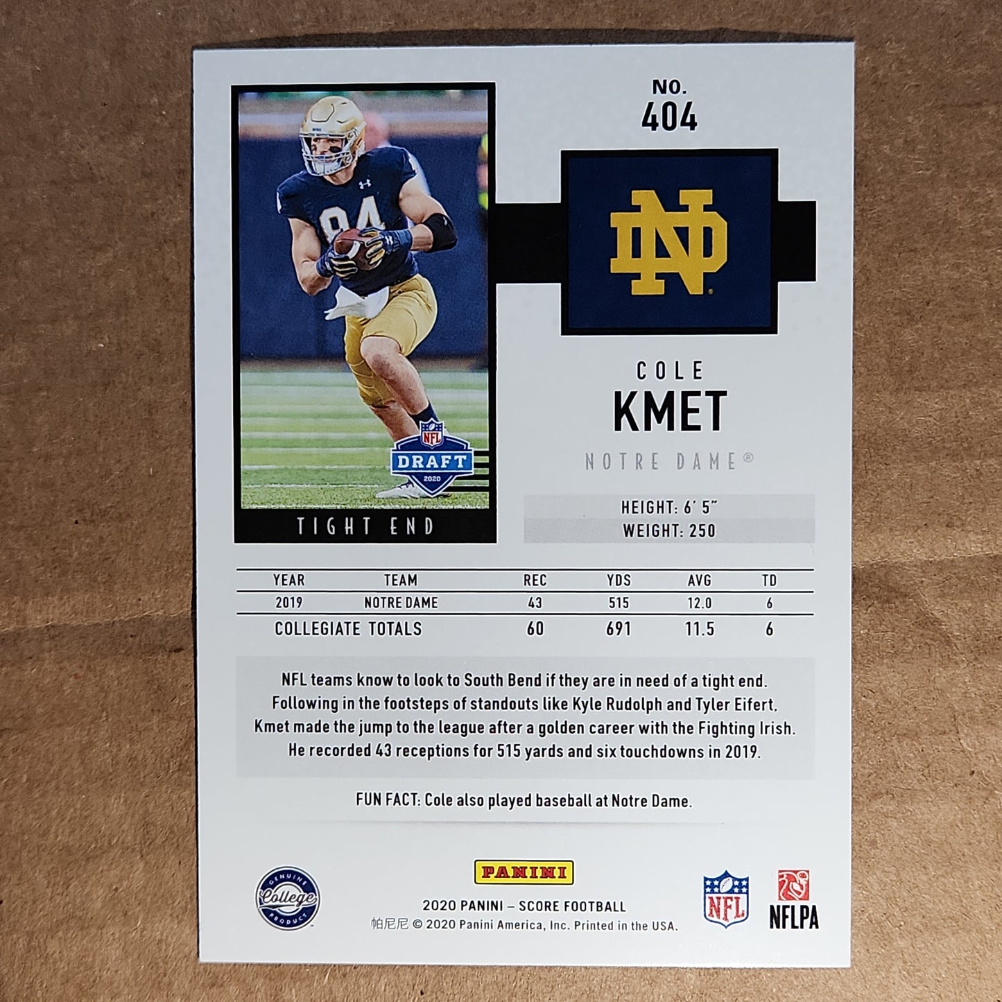 Cole Kmet Score RC