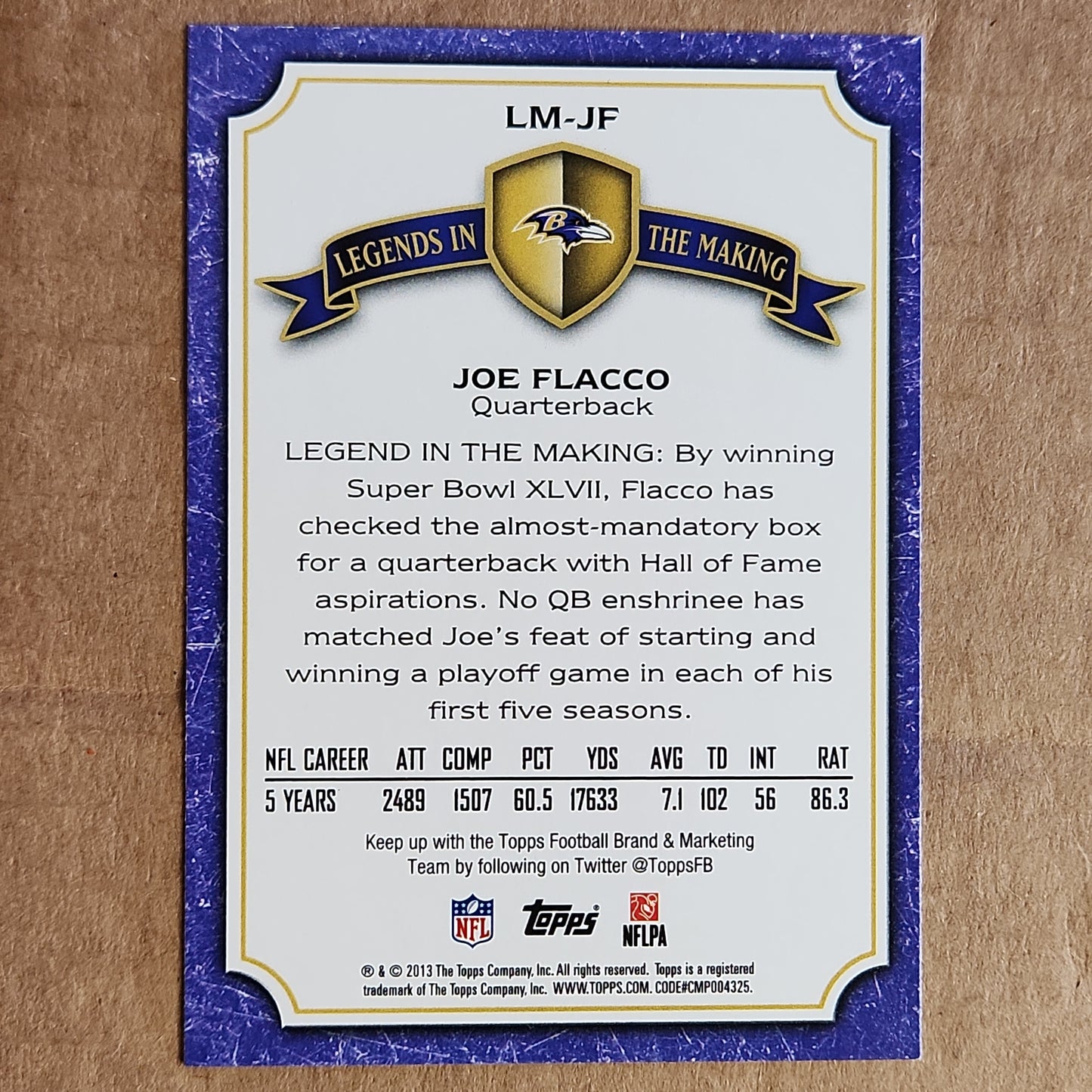 2013 Joe Flacco Topps