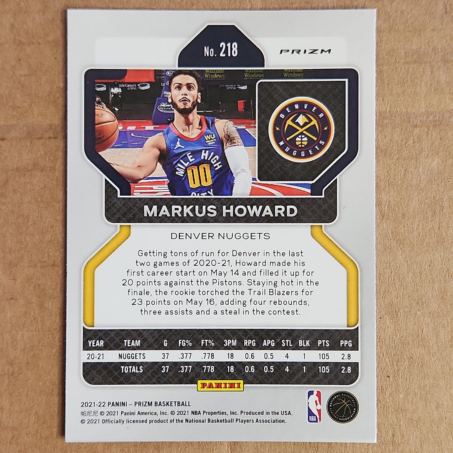 Markus Howard Prizm Silver Cracked Ice