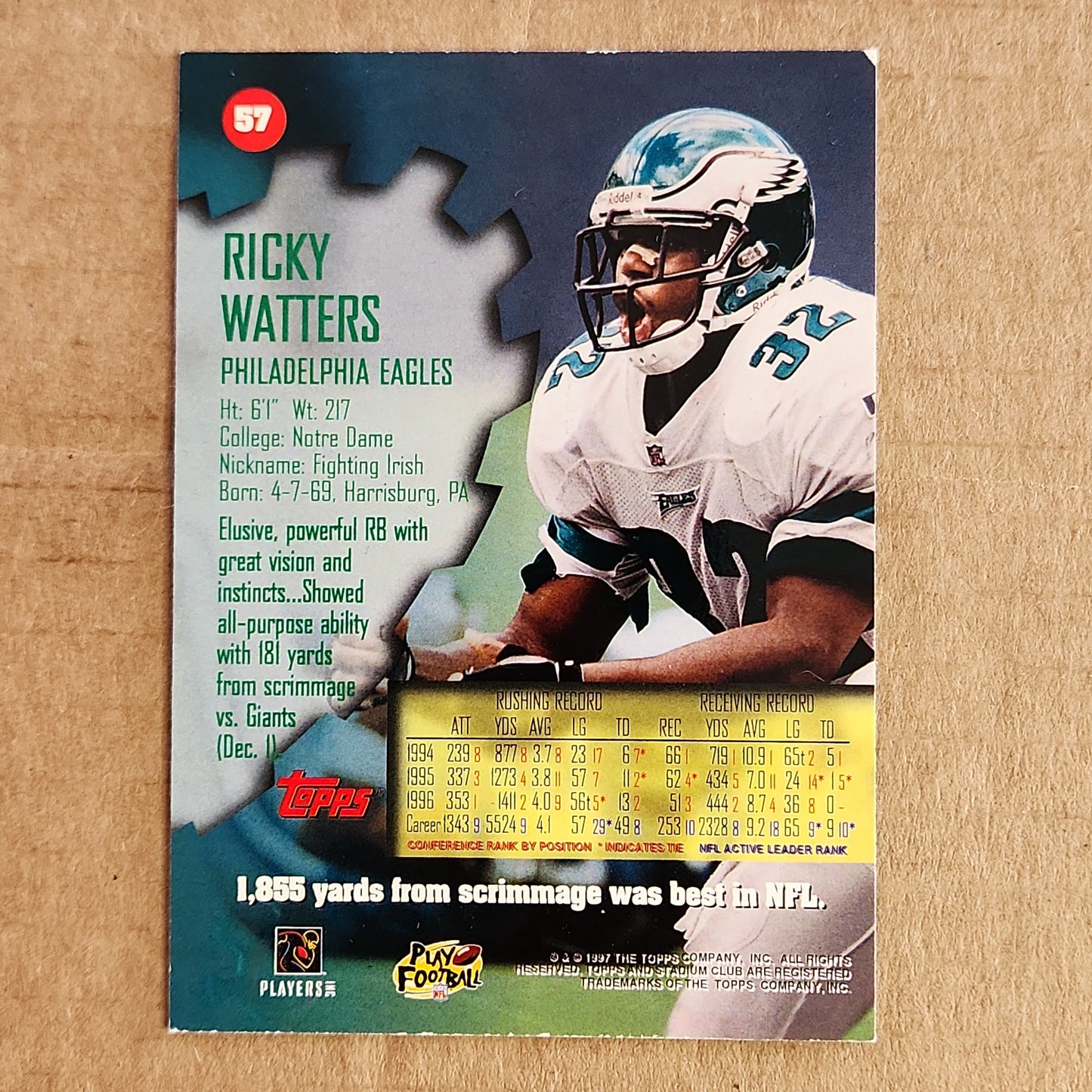 1997 Ricky Watters Stadium Club