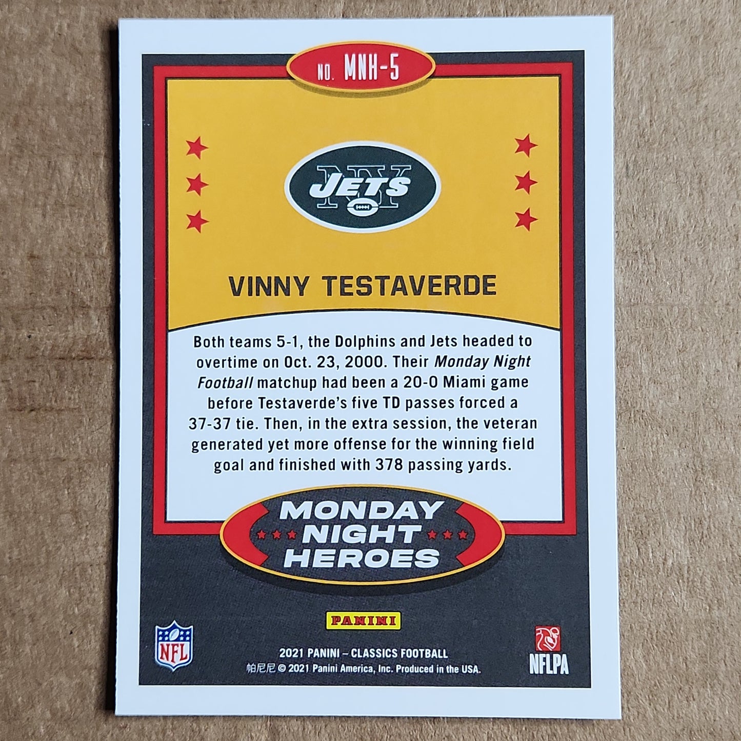 Vinny Testaverde Classic Monday Night Heroes