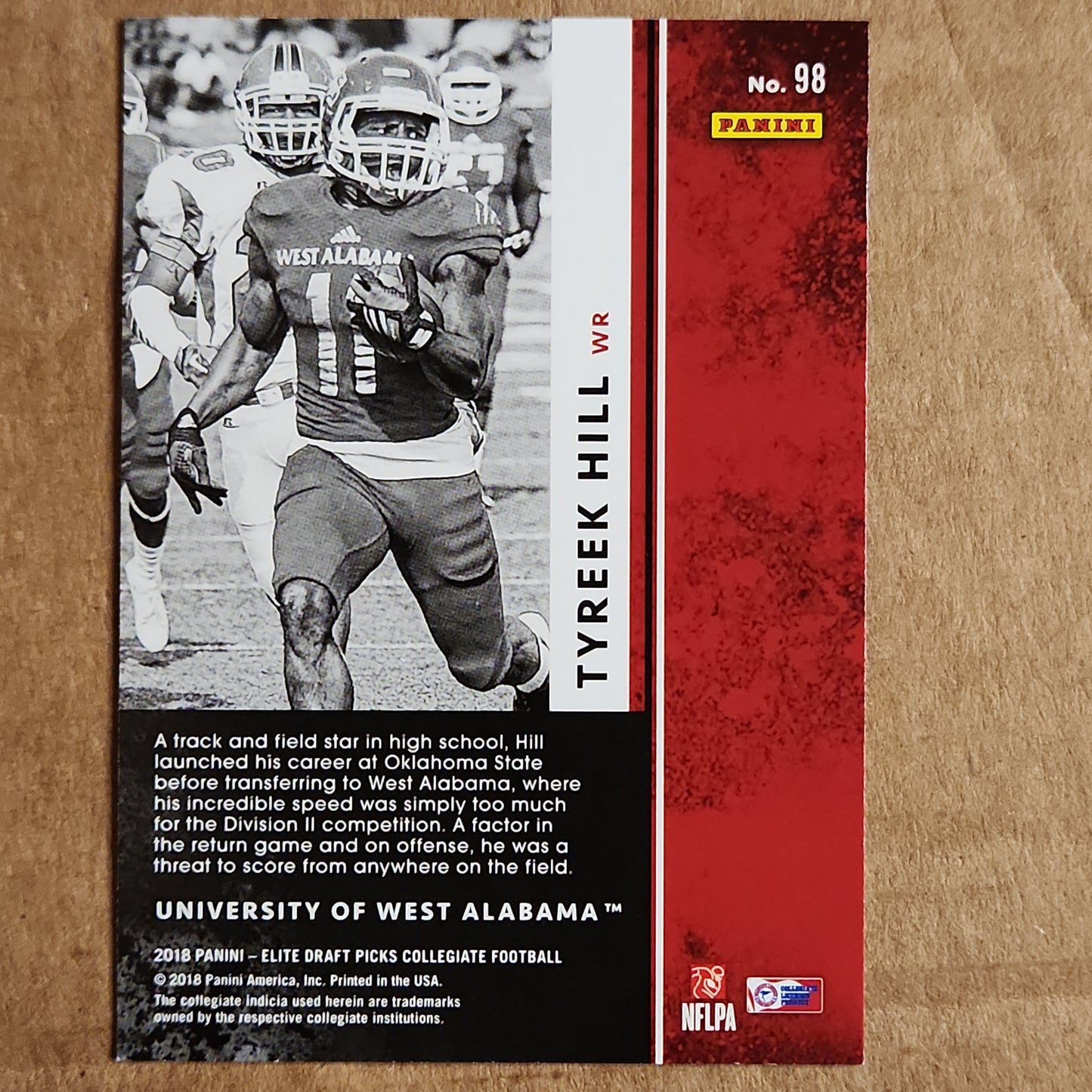 2018 Panini Elite Draft Picks Collegiate No. 98 Tyreek Hill