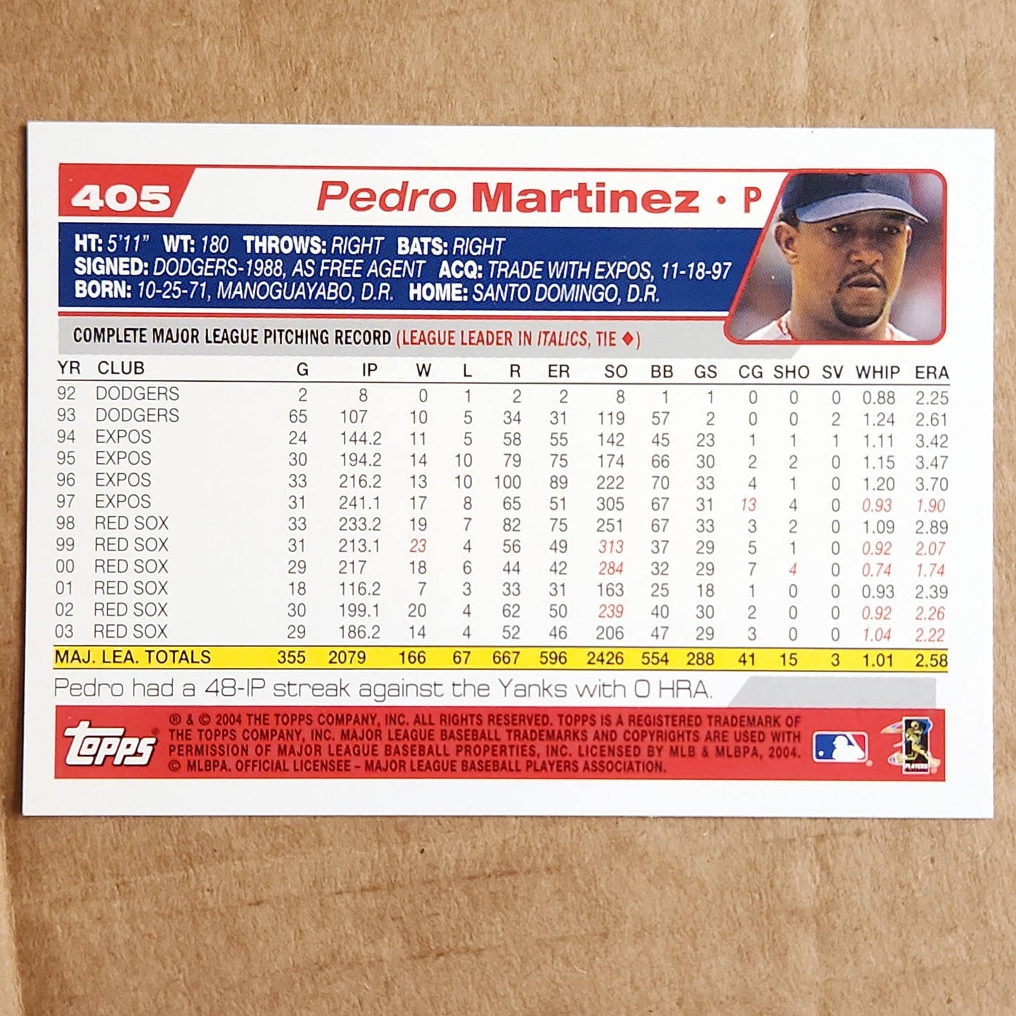 2004 Pedro Martinez Topps Chrome 405