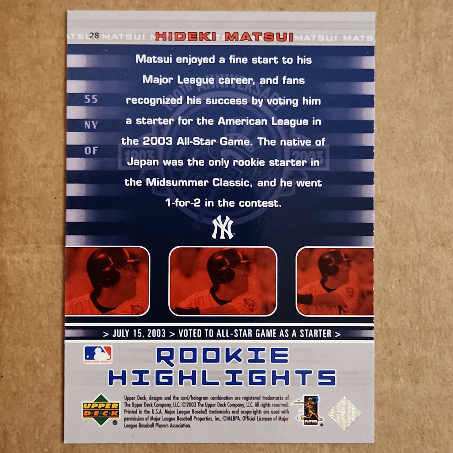 2003 New York Yankees 100th Anniversary Box Set Hideki Matsui #28 Rookie RC