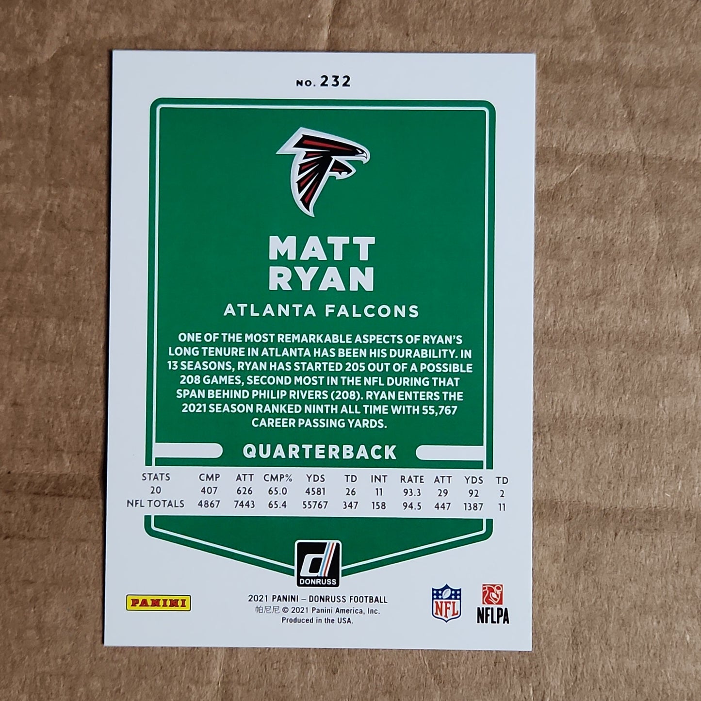 2021 Donruss Matt Ryan 075/100