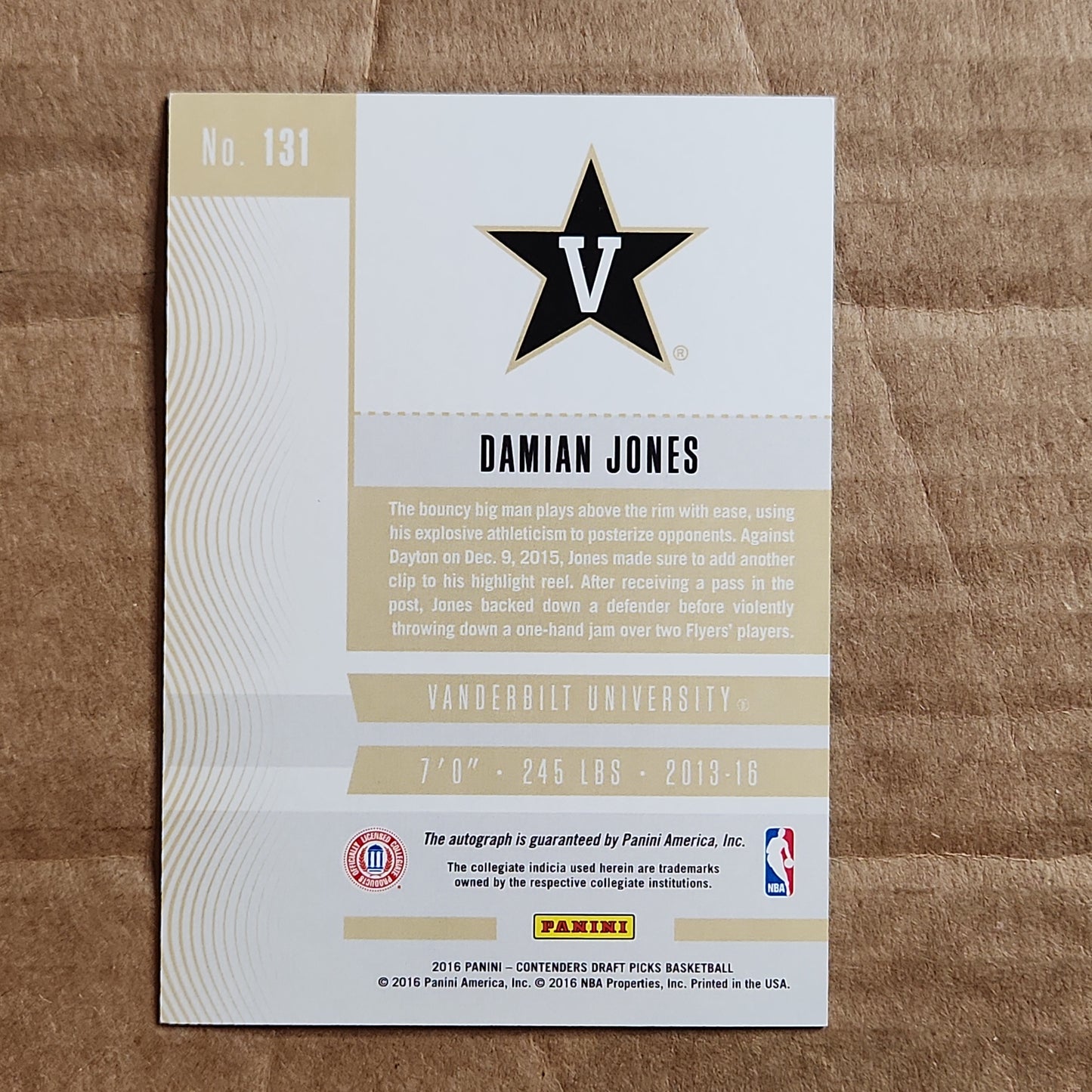 2016-17 Panini Contenders Draft Picks College Ticket Damian Jones Rookie Auto RC