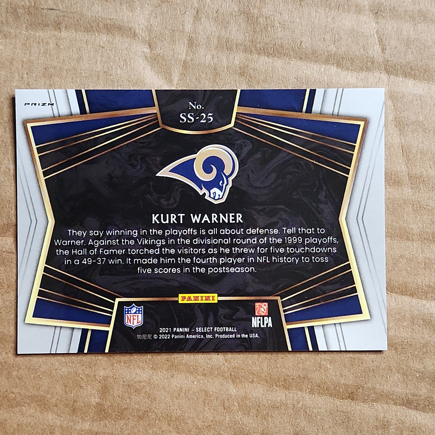 Kurt Warner Select Snap Shot Silver