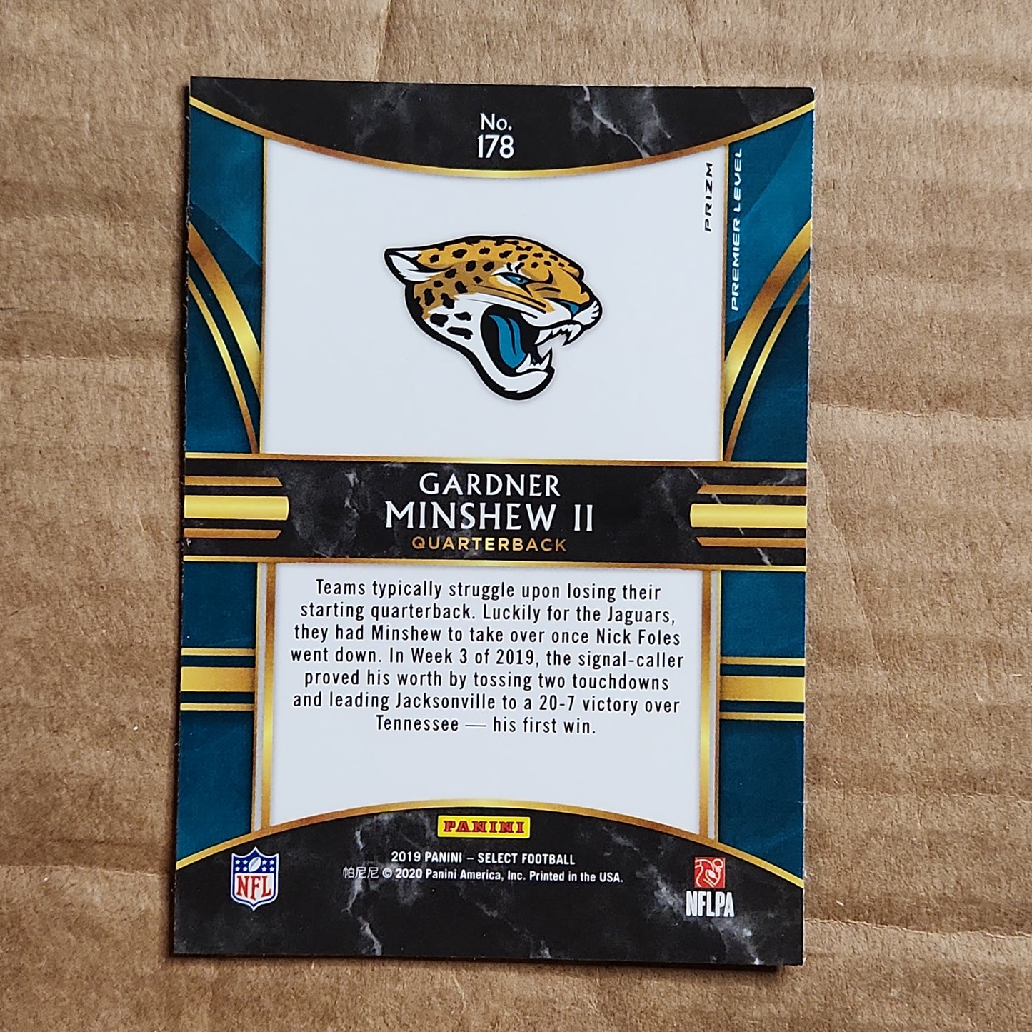 Gardner Minshew Select Premier Silver RC