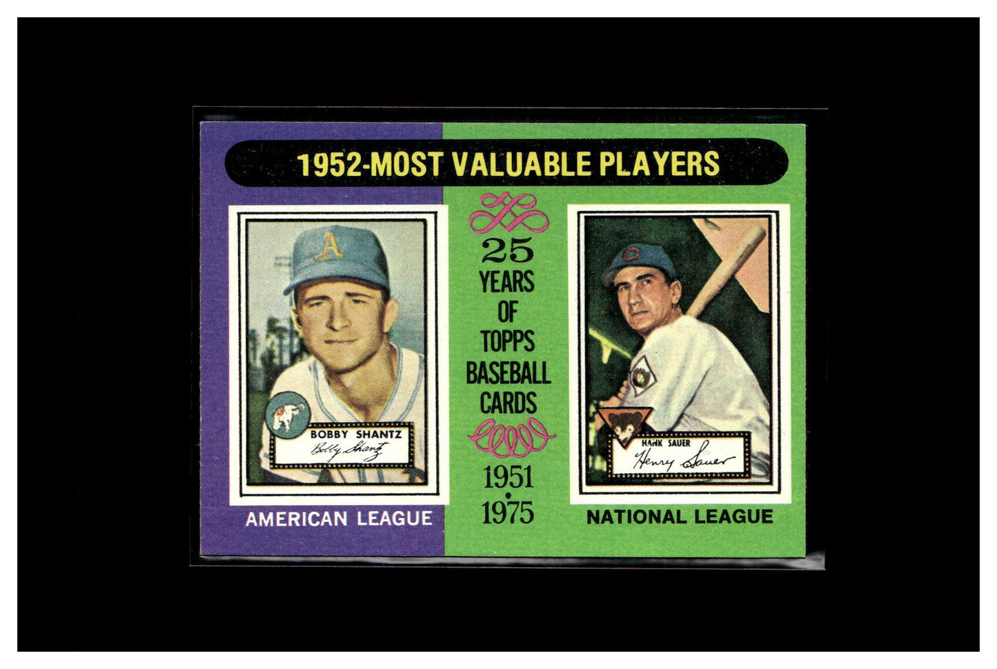 1975 Topps #190 1952 MVPs (Bobby Shantz / Hank Sauer)