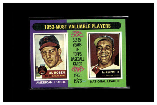 1975 Topps #191 1953 MVPs (Al Rosen / Roy Campanella)