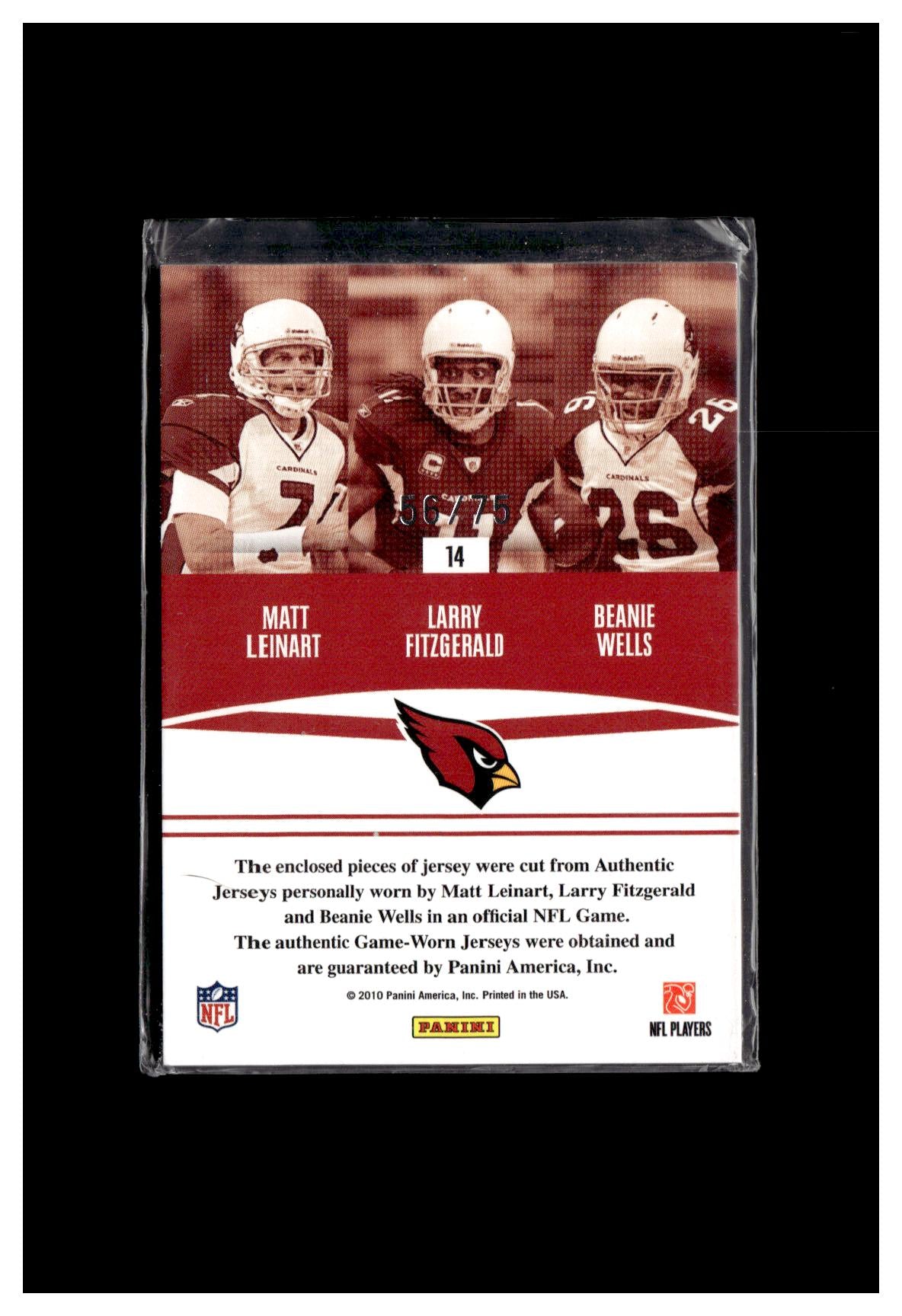 2010 Panini Absolute Memorabilia #14 Matt Leinart / Larry Fitzgerald / Beanie Wells Team Trios Materials NFL