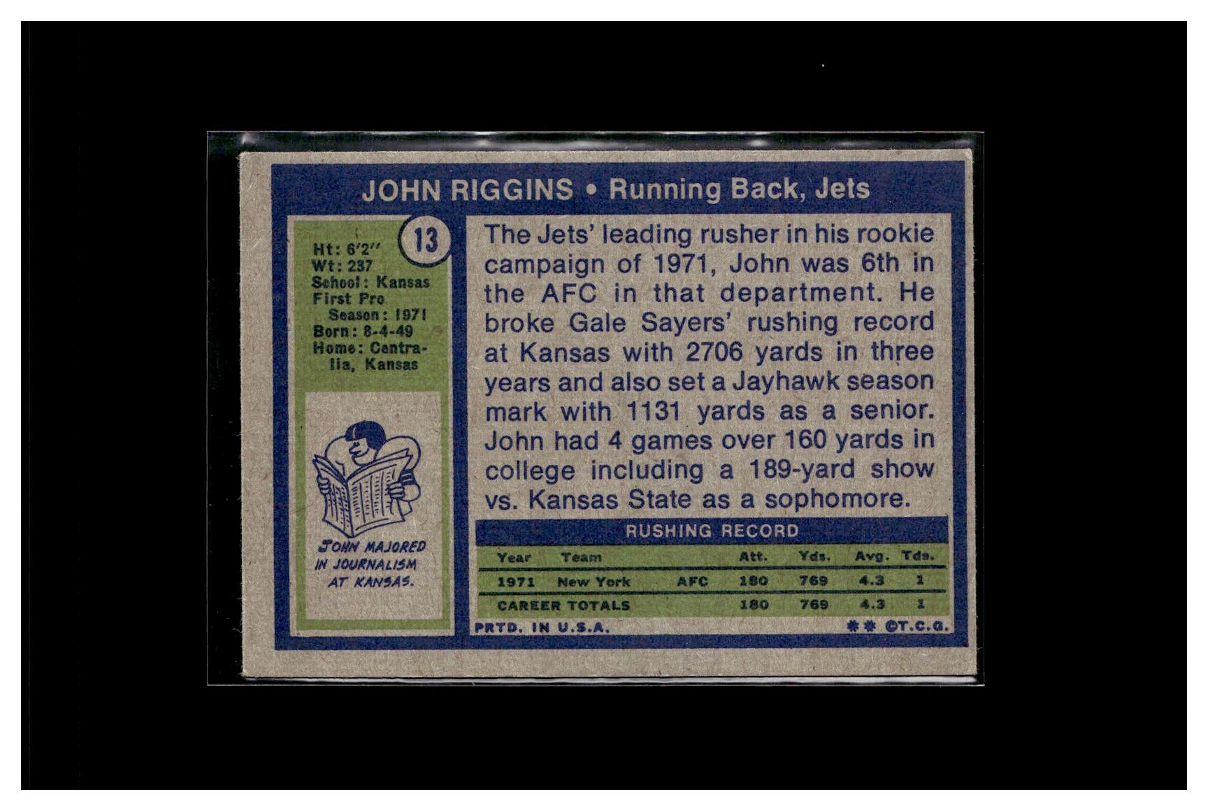 1972 Topps #13 John Riggins