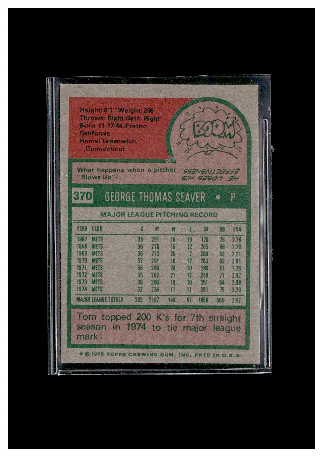 1975 Topps #370 Tom Seaver