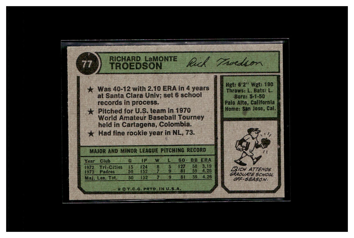 1974 Topps #77b Rich Troedson Washington