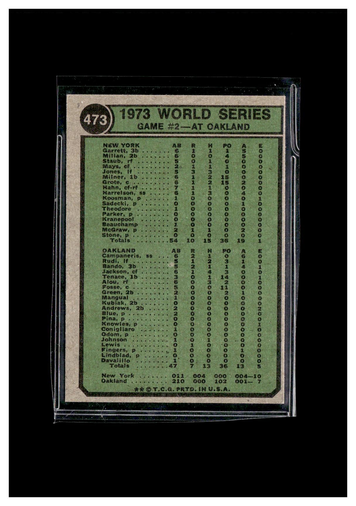 1974 Topps #473 '73 World Series Game #2