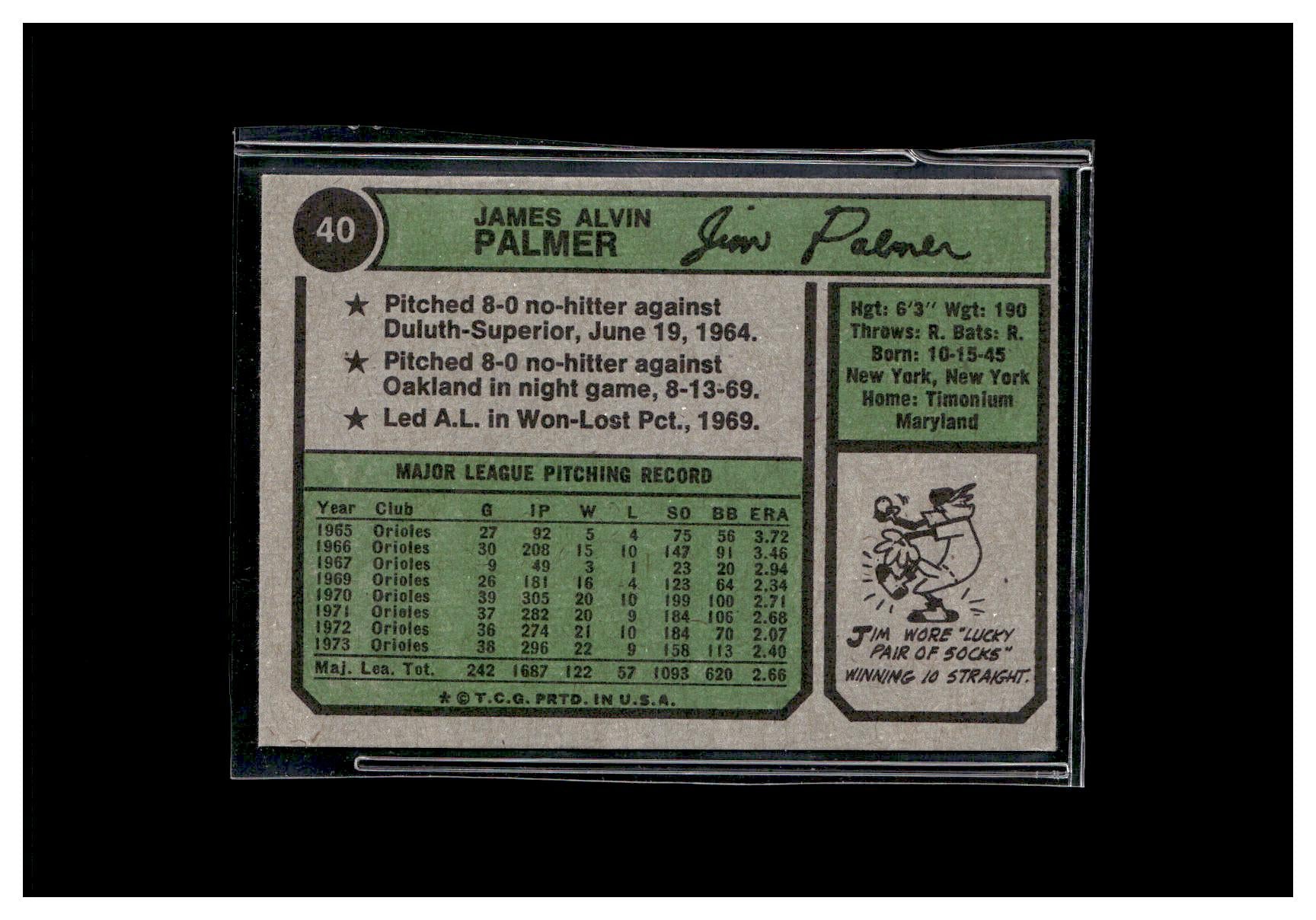 1974 Topps #40 Jim Palmer