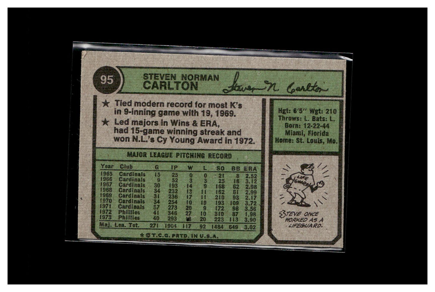 1974 Topps #95 Steve Carlton