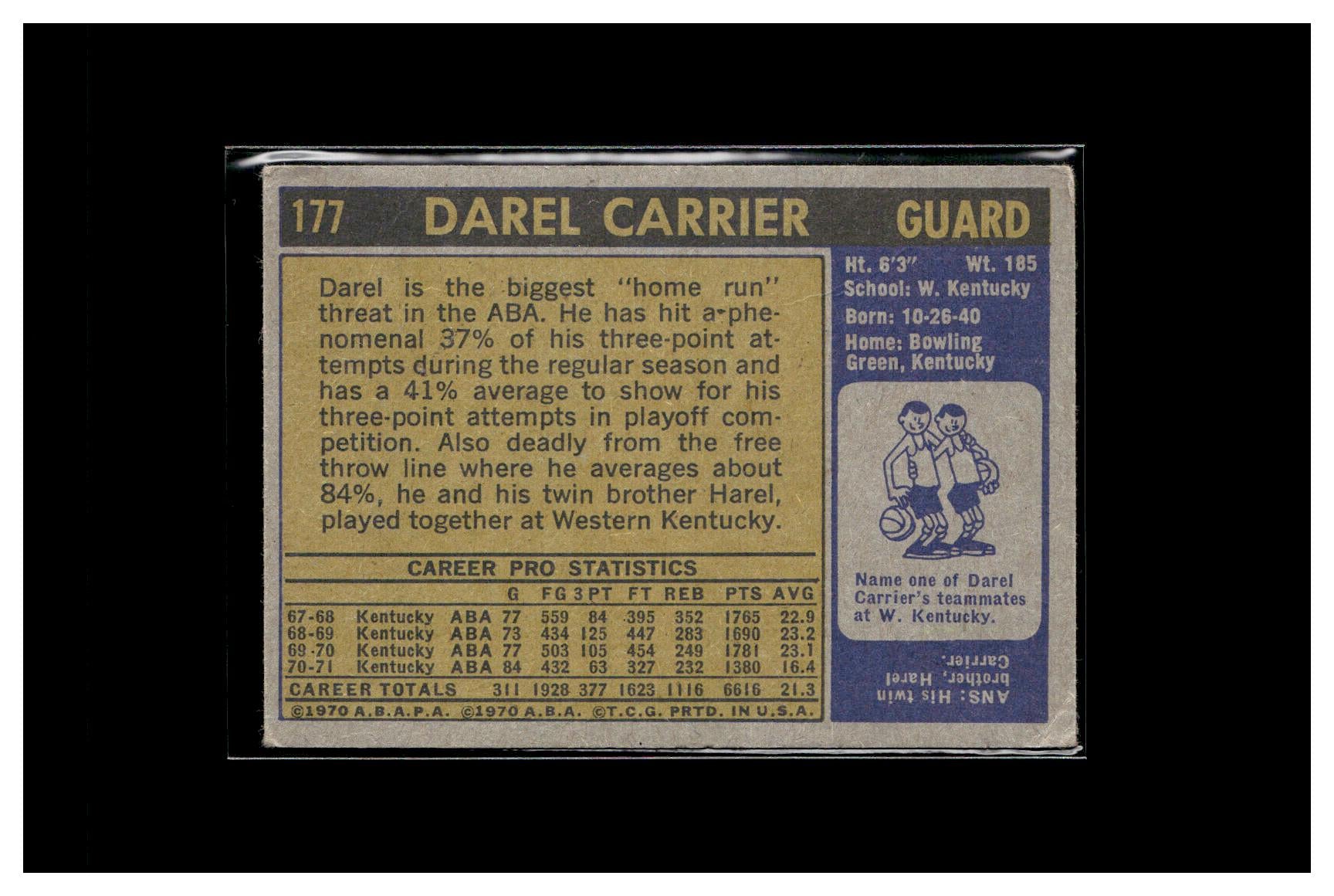 1971-72 Topps #177 Darel Carrier