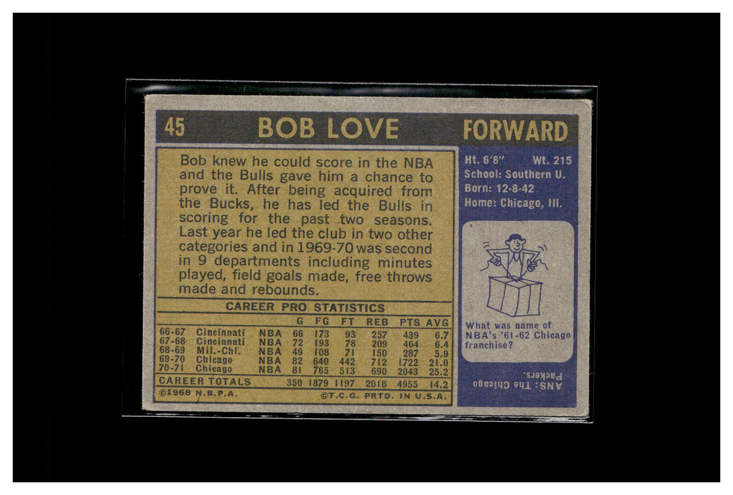 1971-72 Topps #45 Bob Love