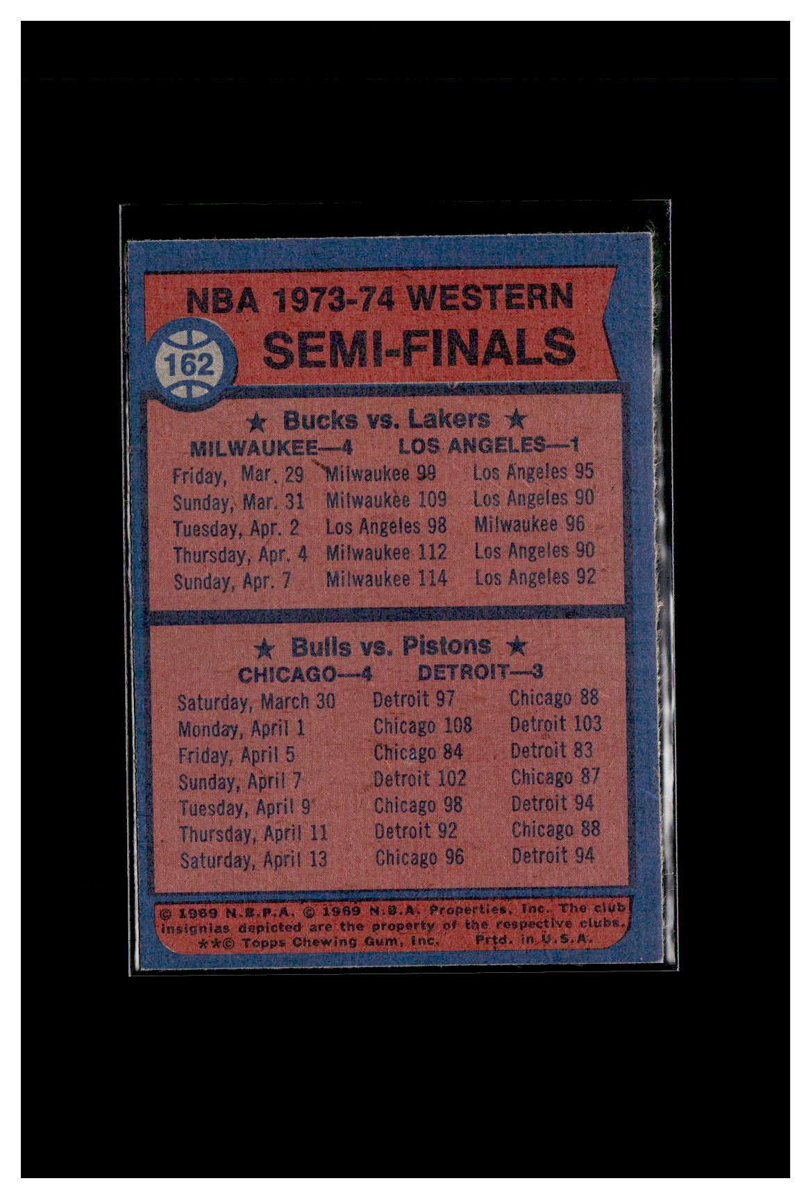 1974-75 Topps #162 NBA Western Semis