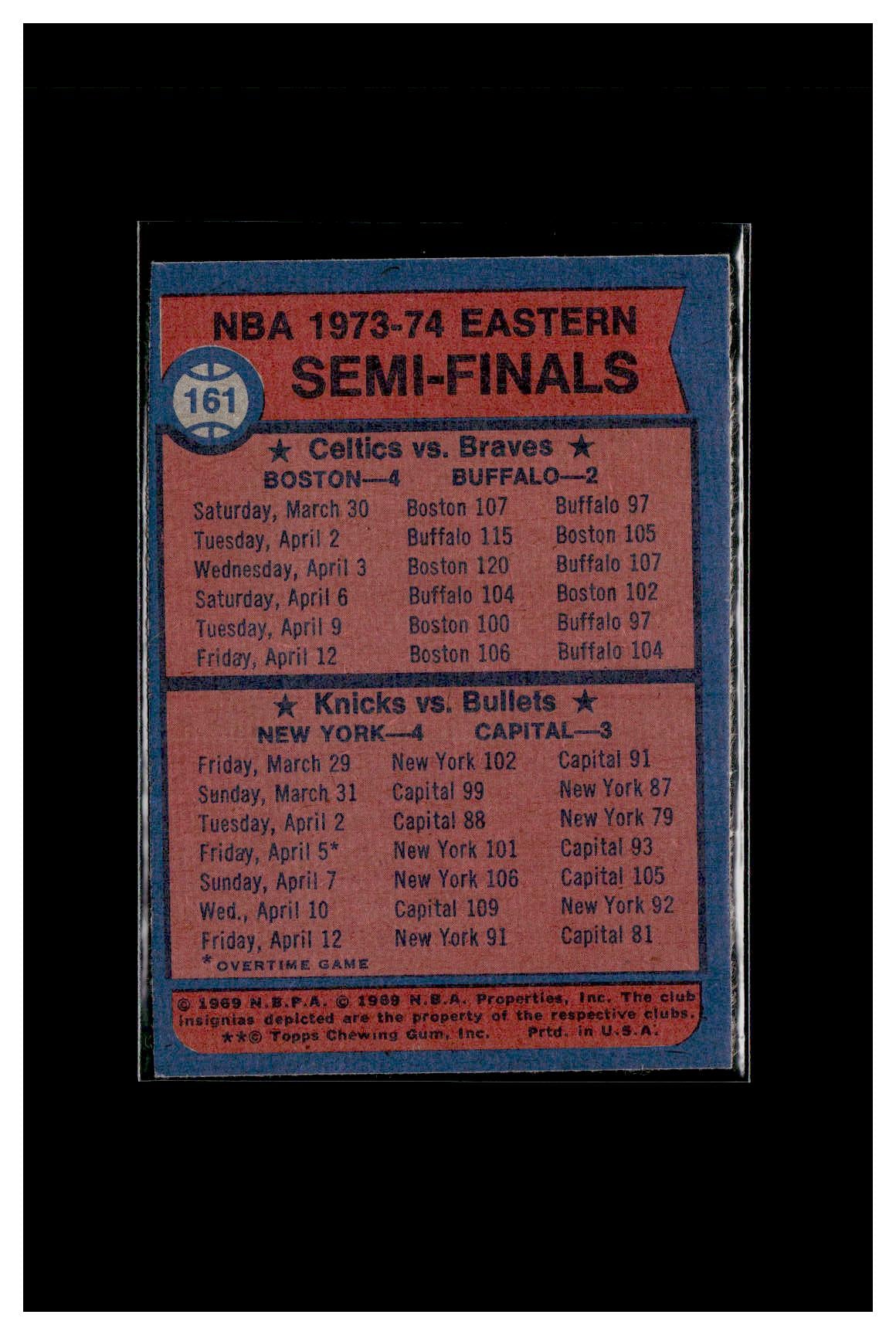 1974-75 Topps #161 NBA Eastern Semis