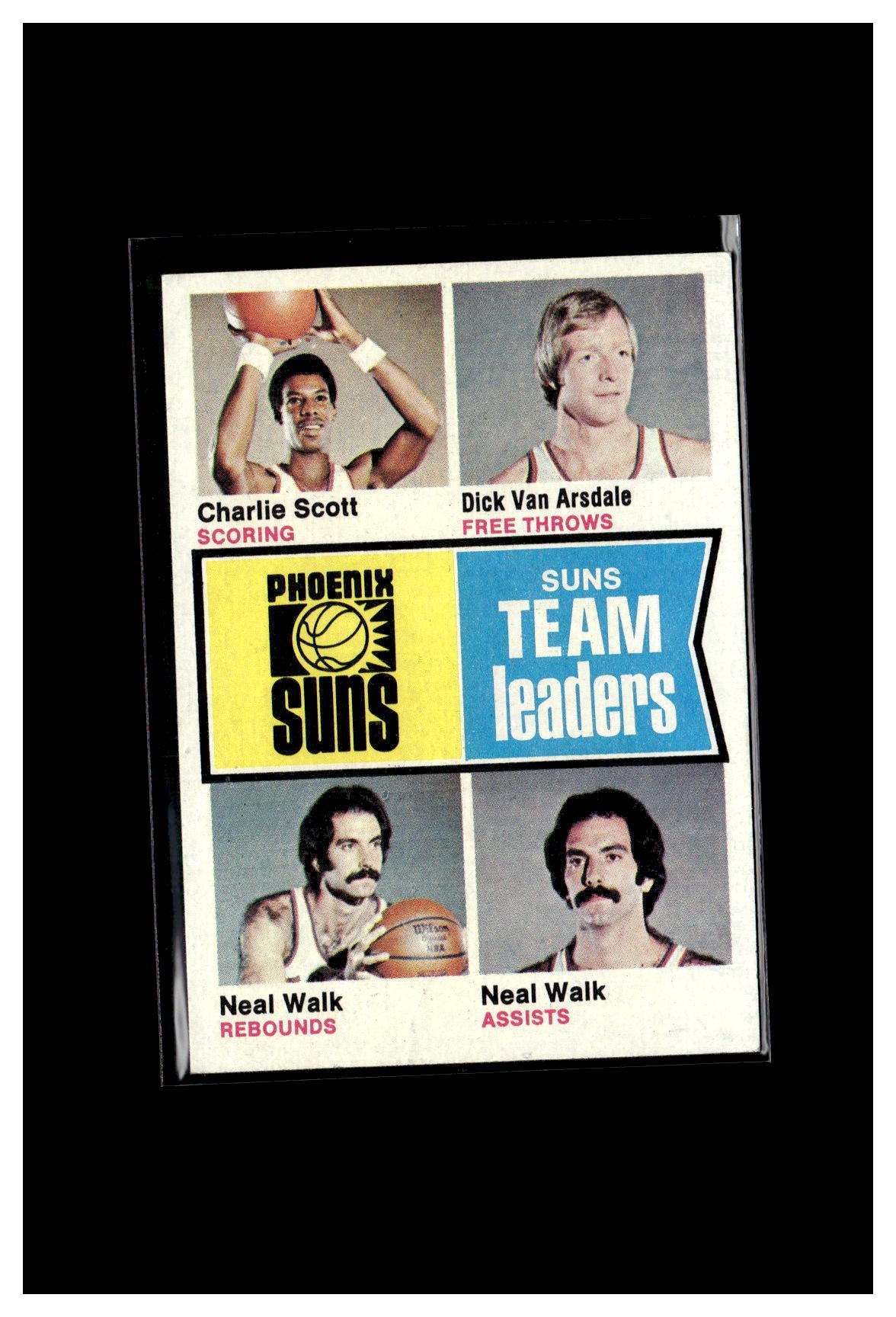 1974-75 Topps #95 Phoenix Suns Team Leaders (Charlie Scott / Dick Van Arsdale / Neal Walk)