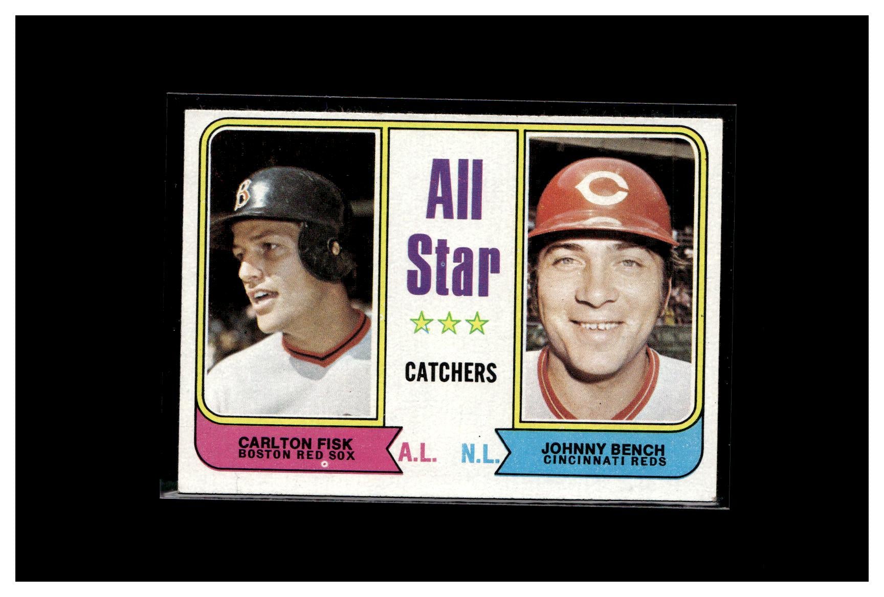 1974 Topps #331 All-Star Catchers (Carlton Fisk / Johnny Bench)