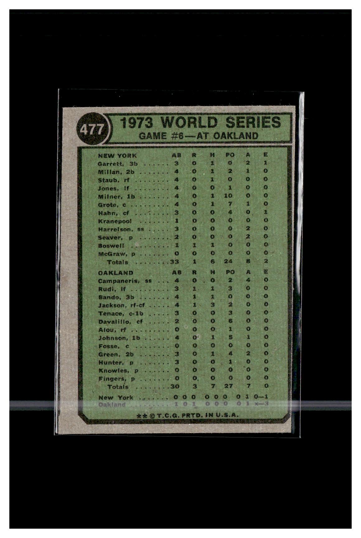 1974 O-Pee-Chee #477 '73 World Series Game #6