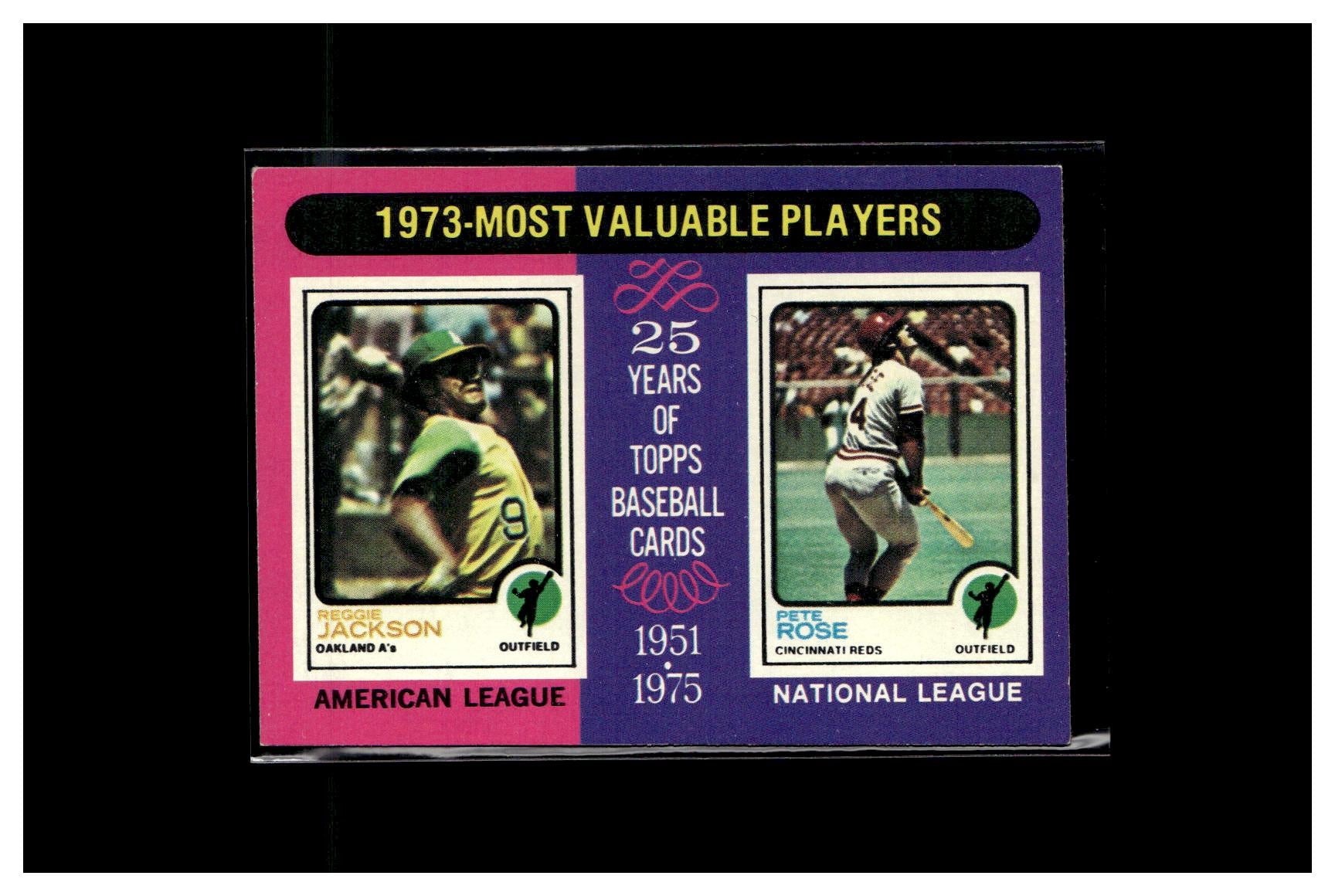 #2 1975 Topps #211 1973 MVPs (Reggie Jackson / Pete Rose)