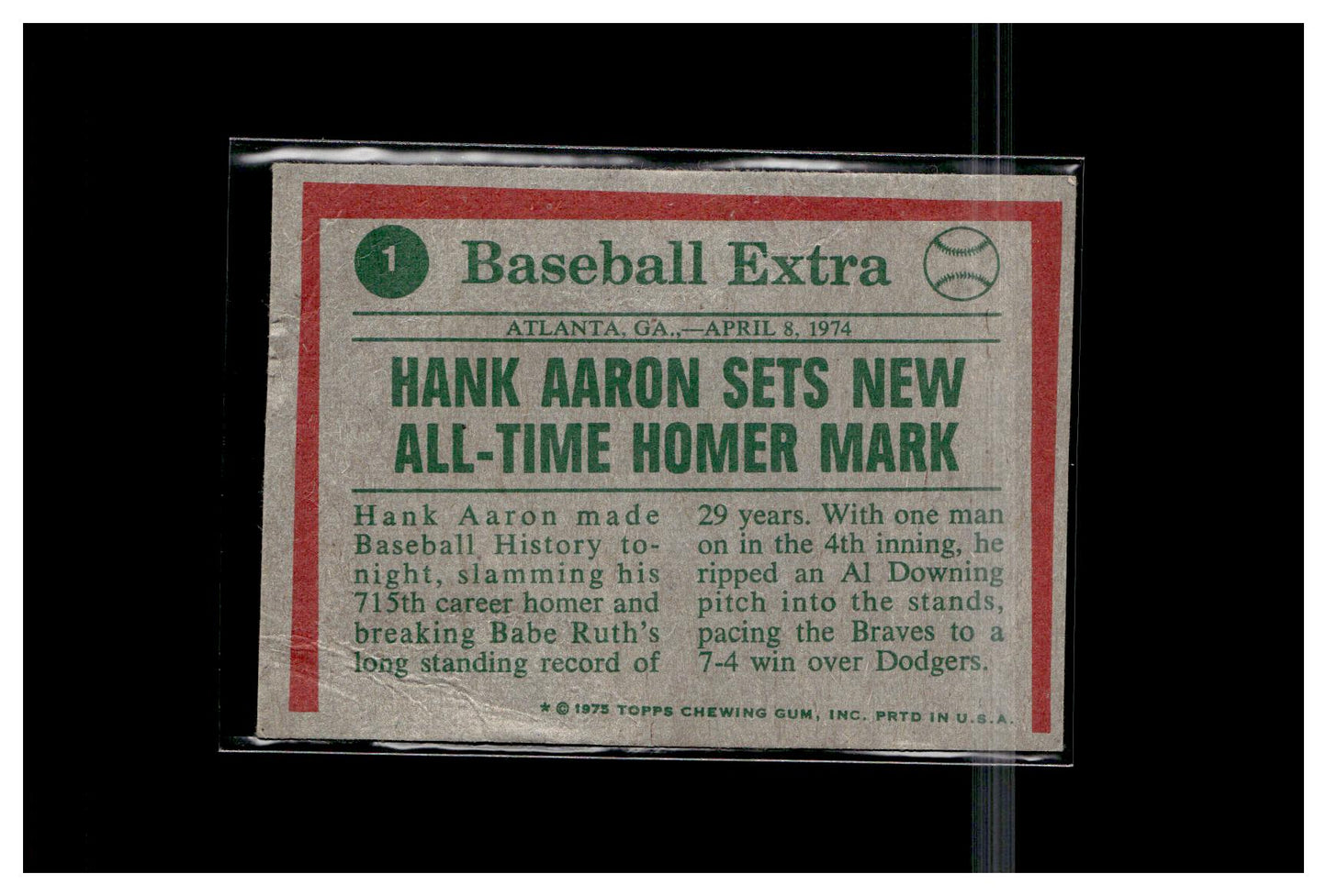 1975 Topps #1 Hank Aaron