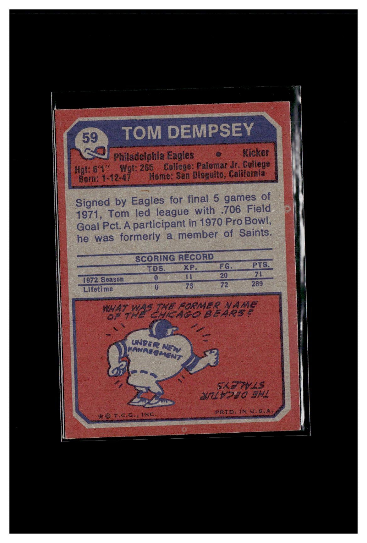 1973 Topps #59 Tom Dempsey