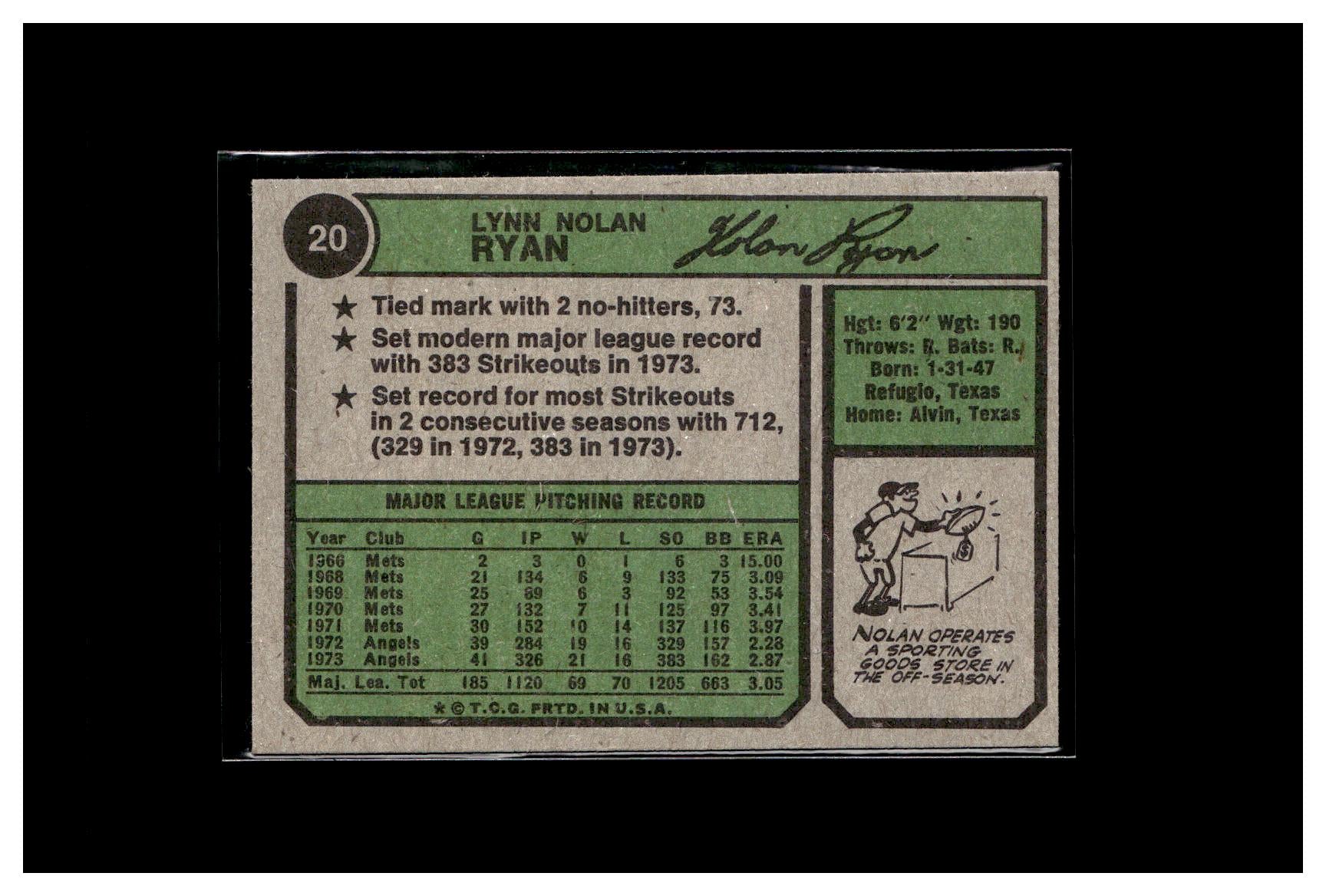 1974 Topps #20 Nolan Ryan