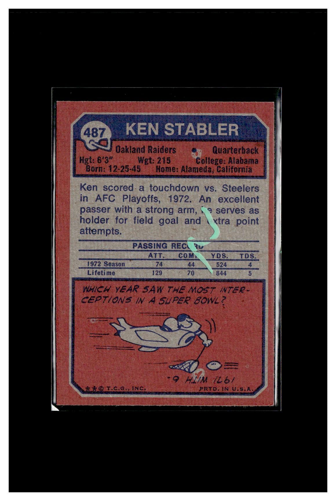 #2 1973 Topps #487 Ken Stabler