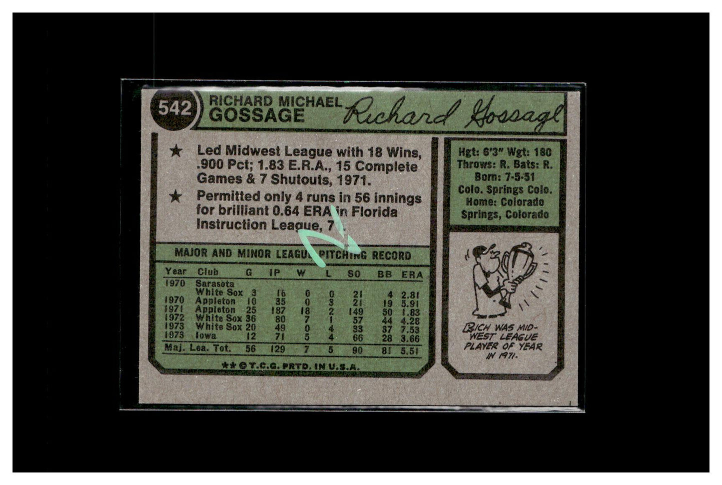 #2 1974 Topps #542 Rich Gossage